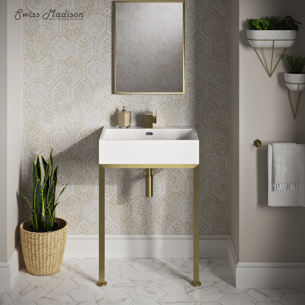 Swiss Madison Concorde 24" Rectangle Console Sink with Brushed Gold Legs