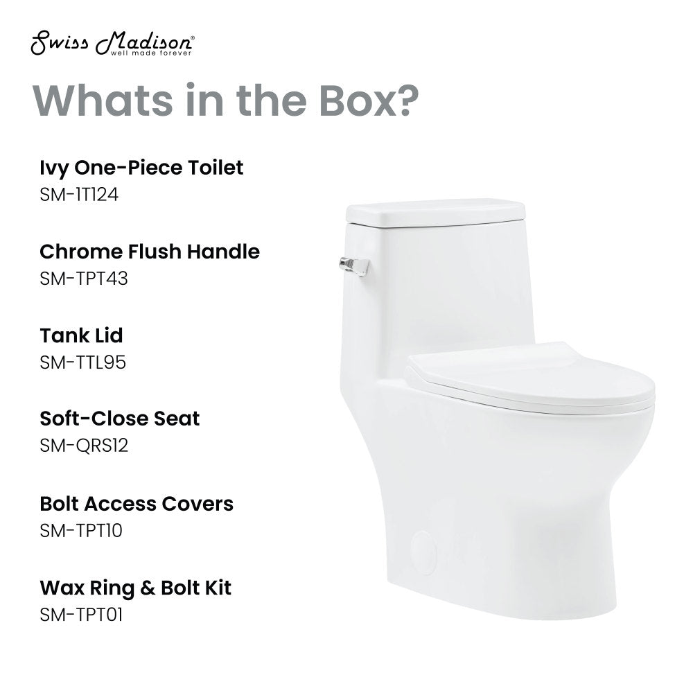 Swiss Madison Ivy One-Piece Elongated Toilet Left Side Flush, 10" Rough-In 1.28 gpf