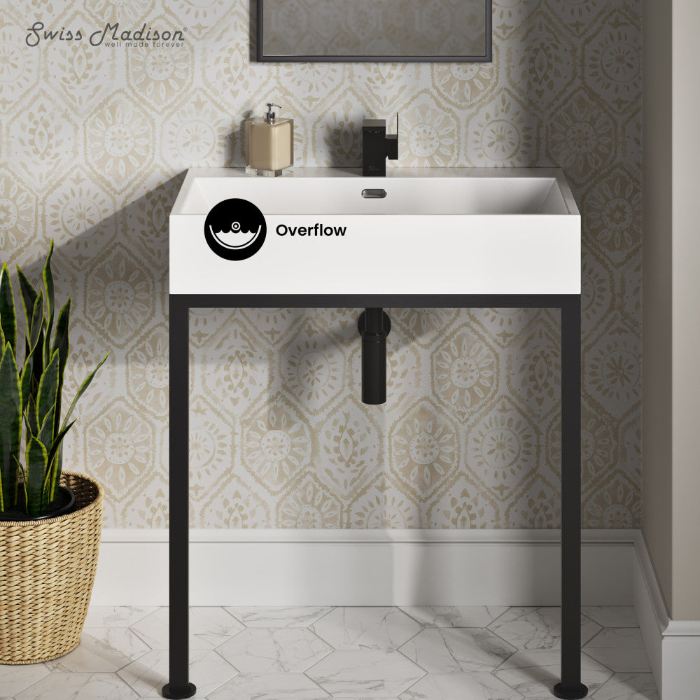 Swiss Madison Concorde 30" Rectangle Console Sink with Matte Black Legs