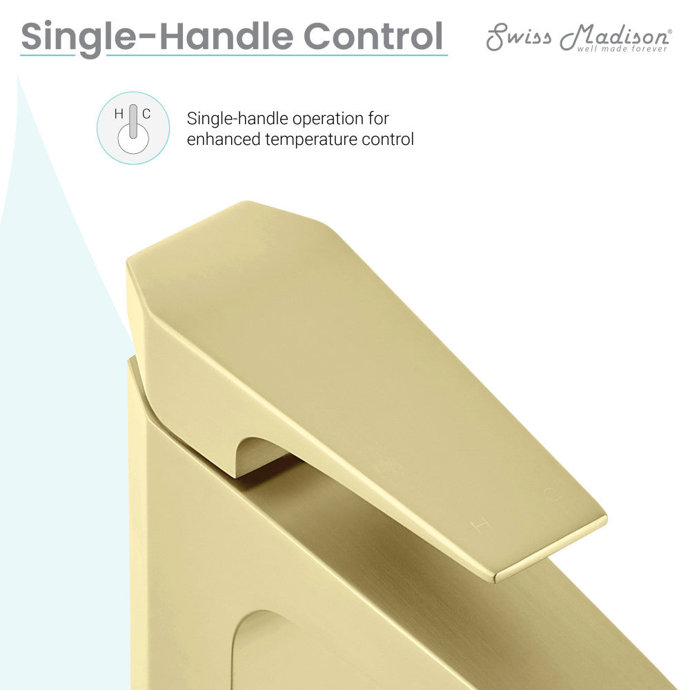 Swiss Madison Voltaire Single Hole, Single-Handle, Bathroom Faucet in Brushed Gold