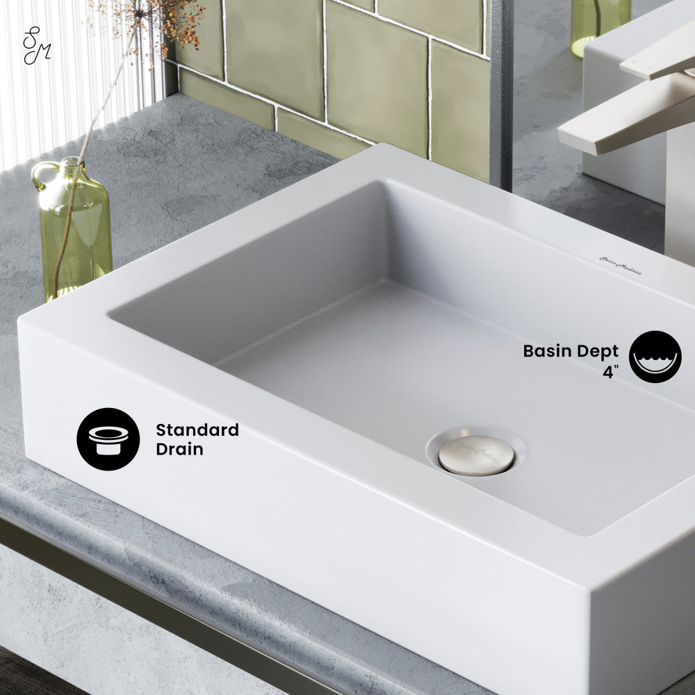 Swiss Madison Voltaire Ceramic Rectangle Vessel Sink