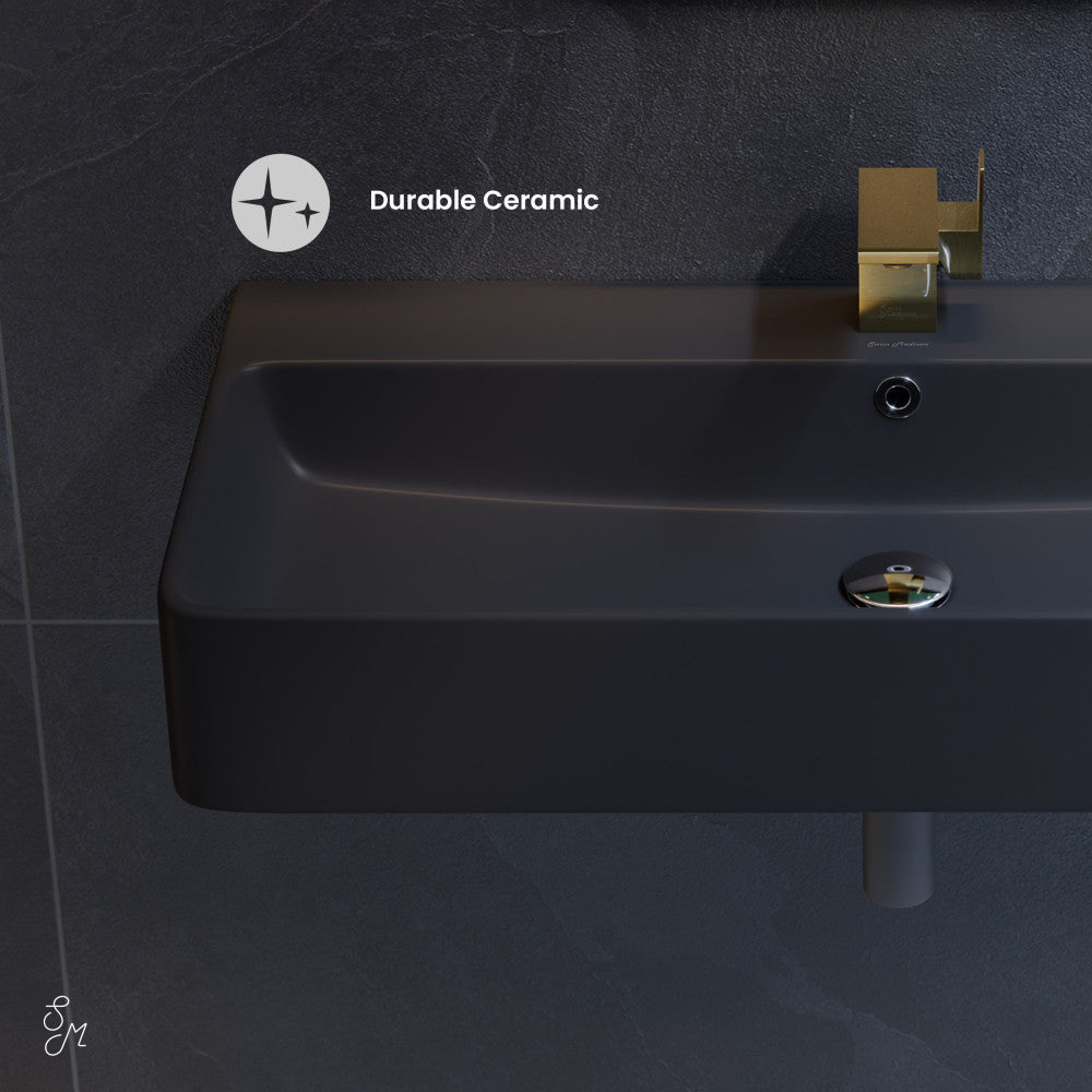 Swiss Madison Carre 36" Rectangle Wall-Mount Bathroom Sink in Matte Black