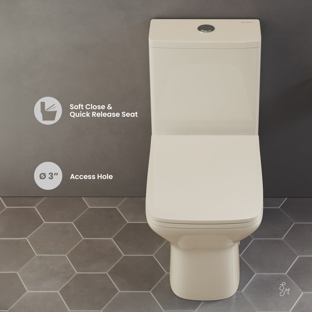 Swiss Madison Carre One Piece Square Toilet Dual Flush 1.1/1.6 gpf in Bisque