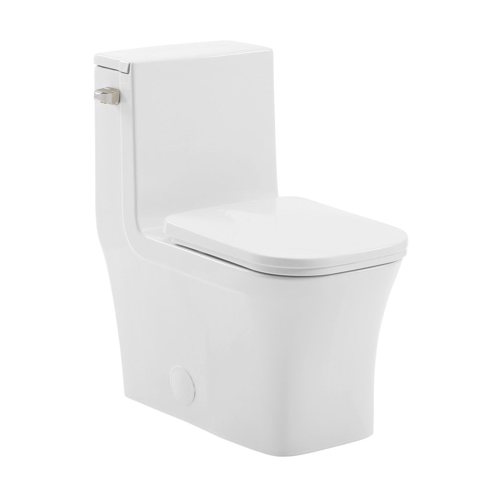 Swiss Madison Concorde One-Piece 12" Rough-in 1.28 GPF Left-Hand Flush Square Toilet in Glossy White