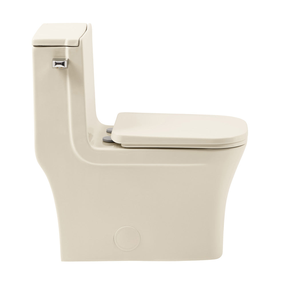 Swiss Madison Concorde One Piece Square Left Side Flush Handle Toilet 1.28 gpf in Bisque