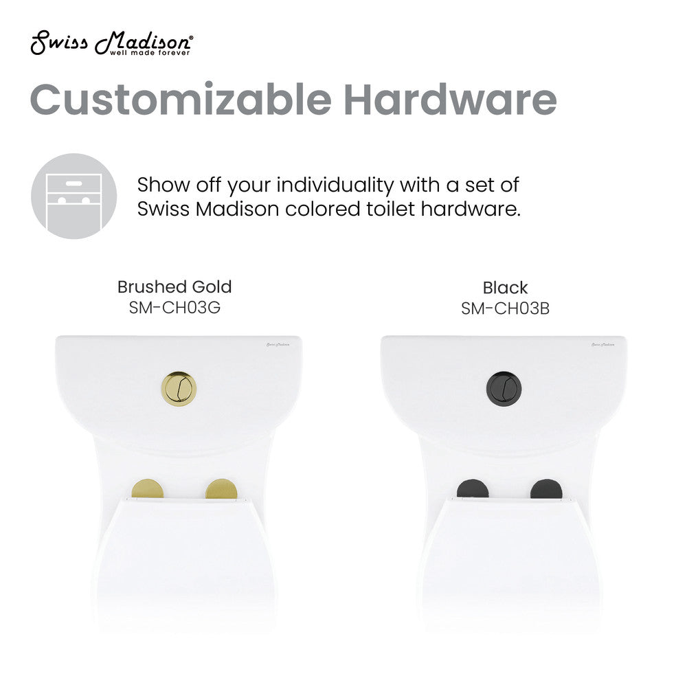 Swiss Madison Sublime One Piece Elongated Toilet Dual Flush, Brushed Gold Hardware 1.1/1.6 gpf