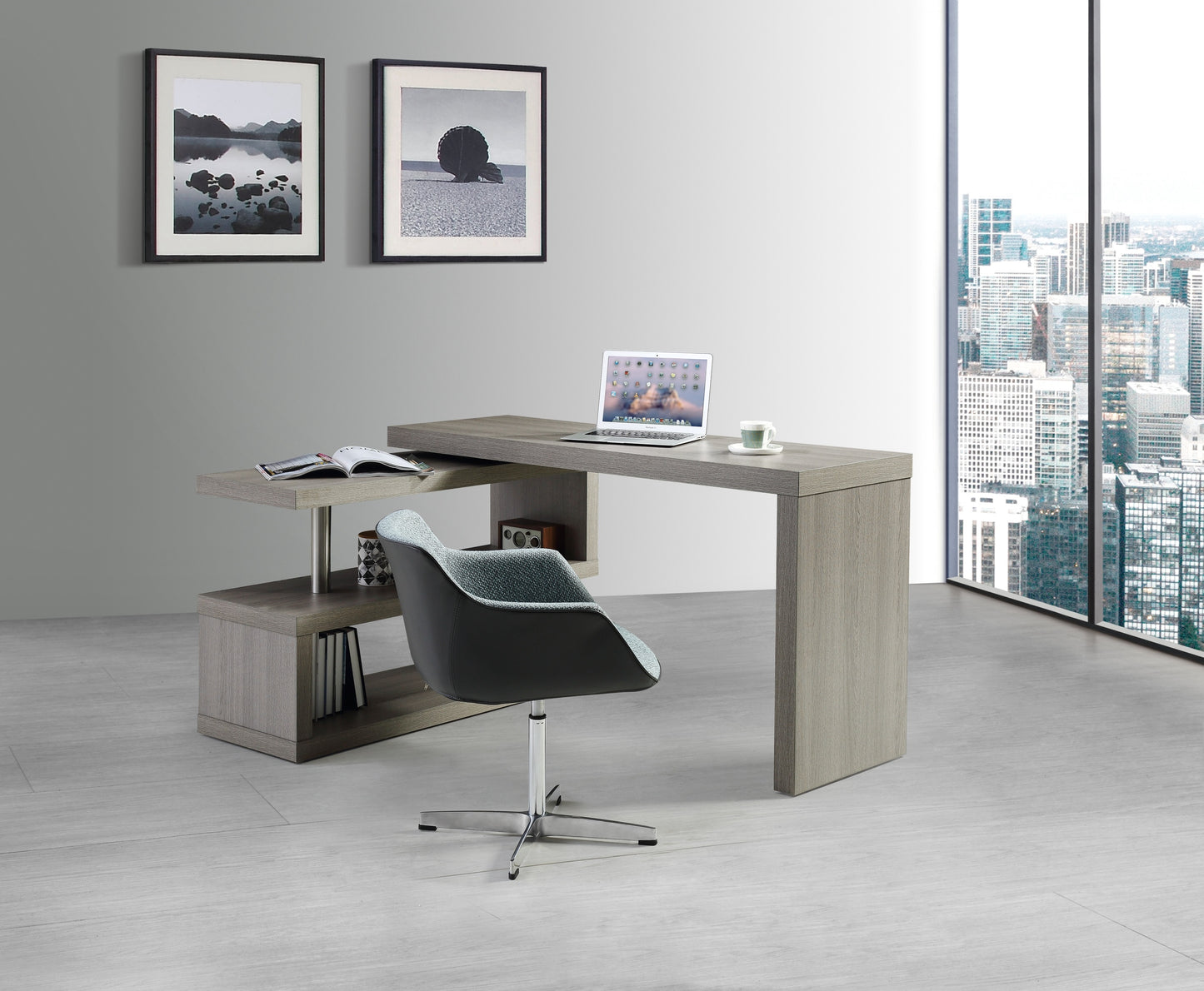 J&M Furniture LP A33 Office Desk in Grey