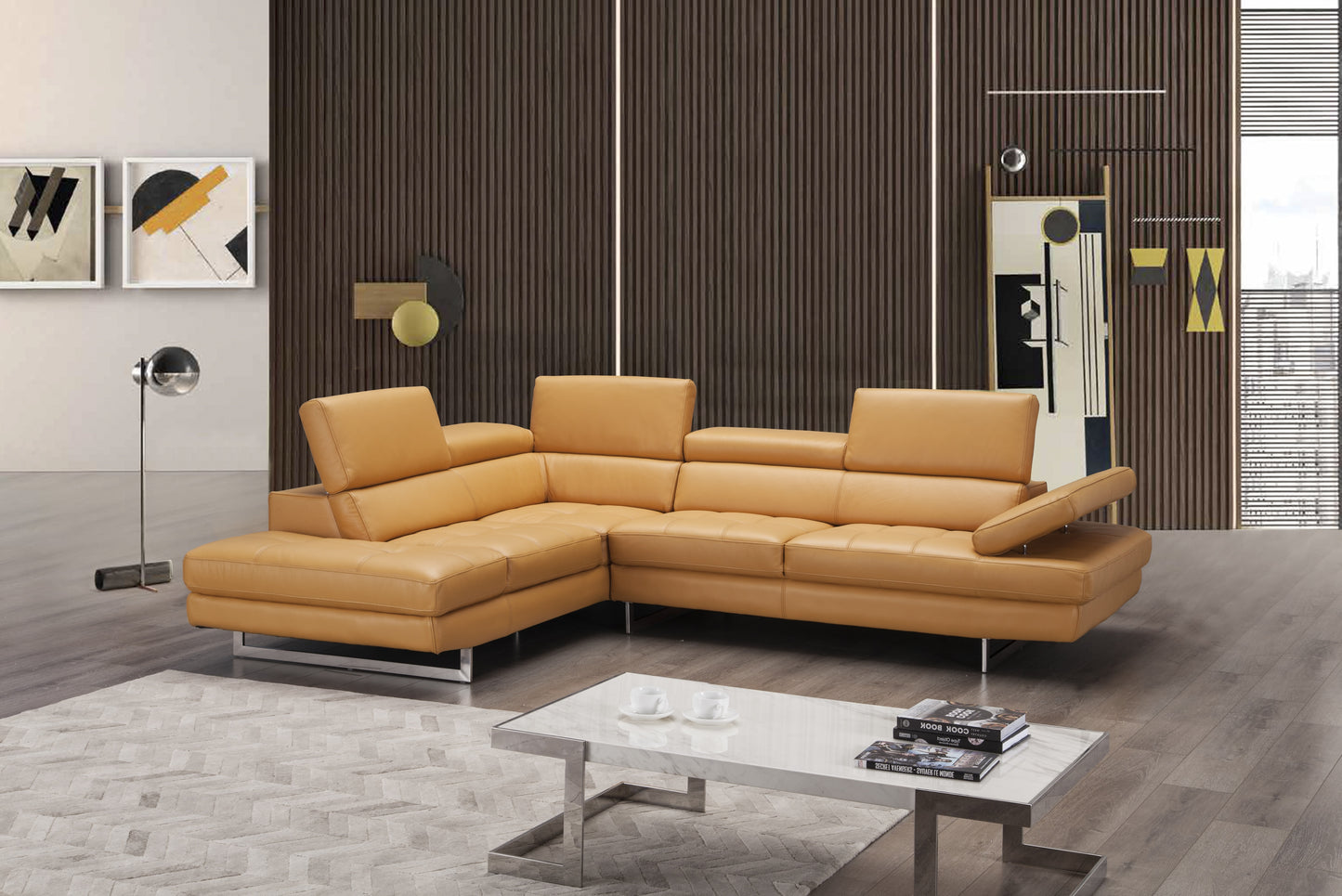 J&M Furniture A761 Italian Leather Sectional Freesia In Left Hand Facing