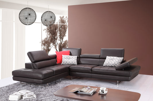 J&M Furniture A761 Italian Leather Sectional Slate Coffee In Left Hand Facing