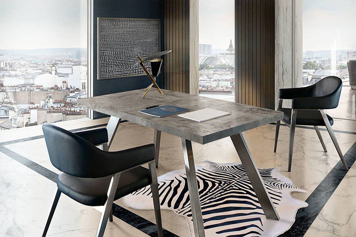 Adele Set of Two Dining/Accent Chairs in Black Leatherette w/ Brushed Stainless Steel Leg by Diamond Sofa