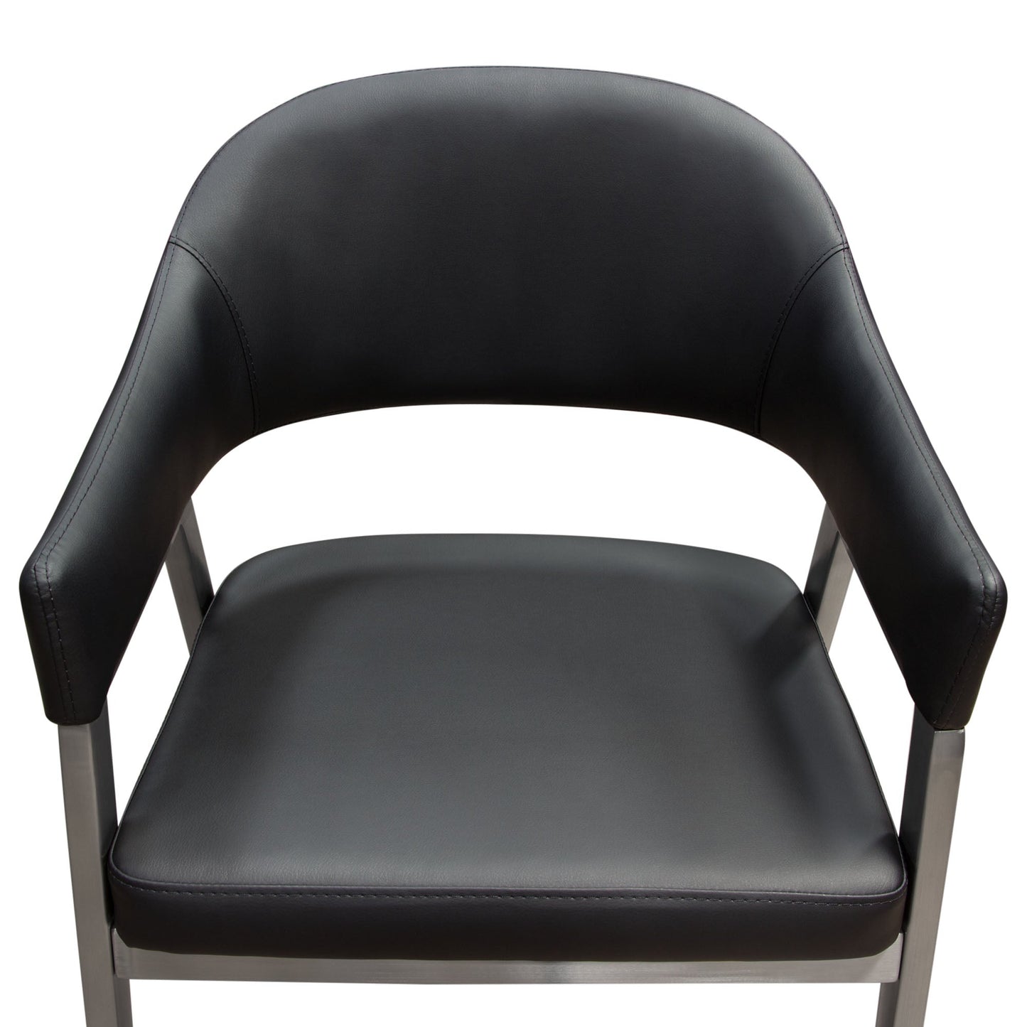 Adele Set of Two Dining/Accent Chairs in Black Leatherette w/ Brushed Stainless Steel Leg by Diamond Sofa