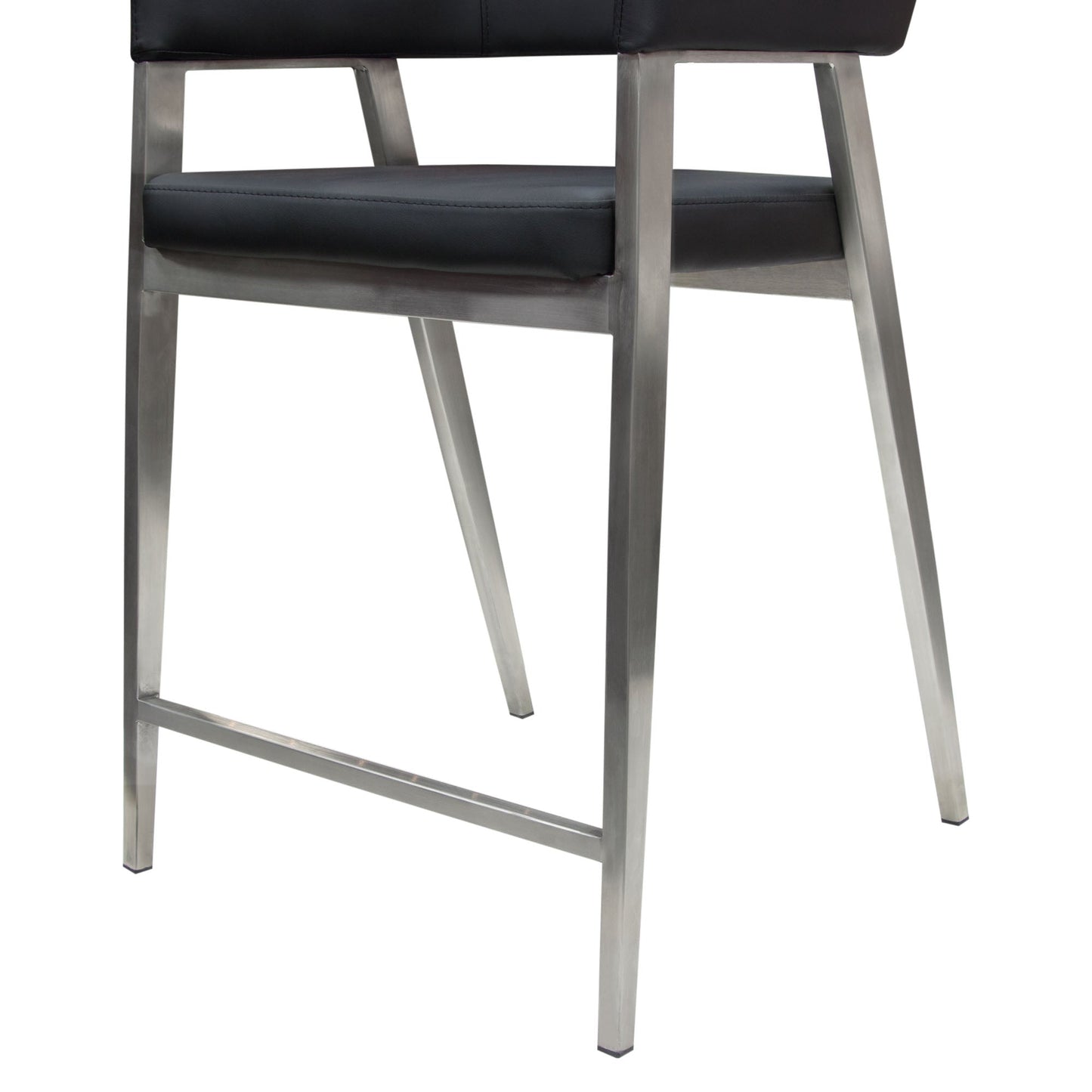 Adele Set of Two Counter Height Chairs in Black Leatherette w/ Brushed Stainless Steel Leg by Diamond Sofa