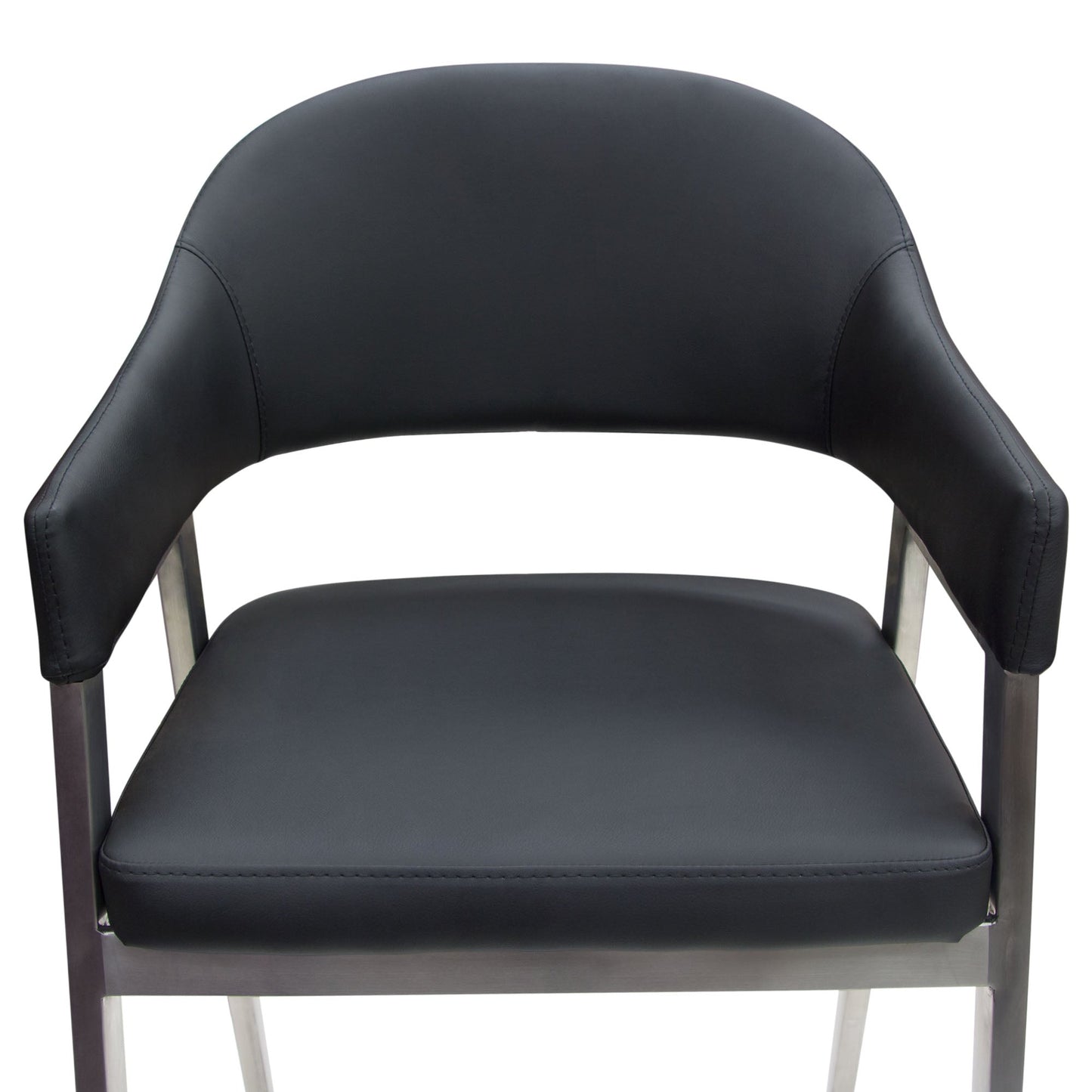 Adele Set of Two Counter Height Chairs in Black Leatherette w/ Brushed Stainless Steel Leg by Diamond Sofa