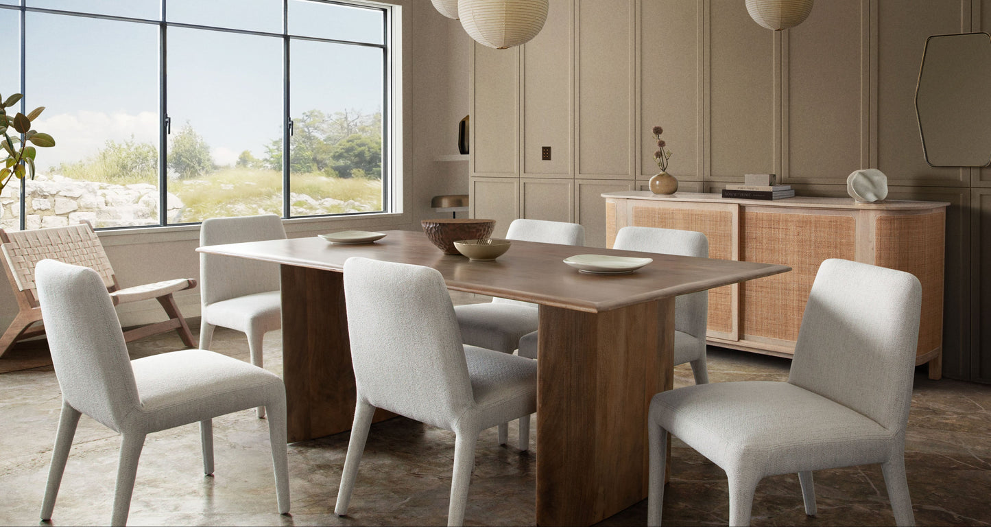 Alba Set of Two Dining/Accent Chairs in Oat Polyester Fabric w/ Wrapped Leg by Diamond Sofa