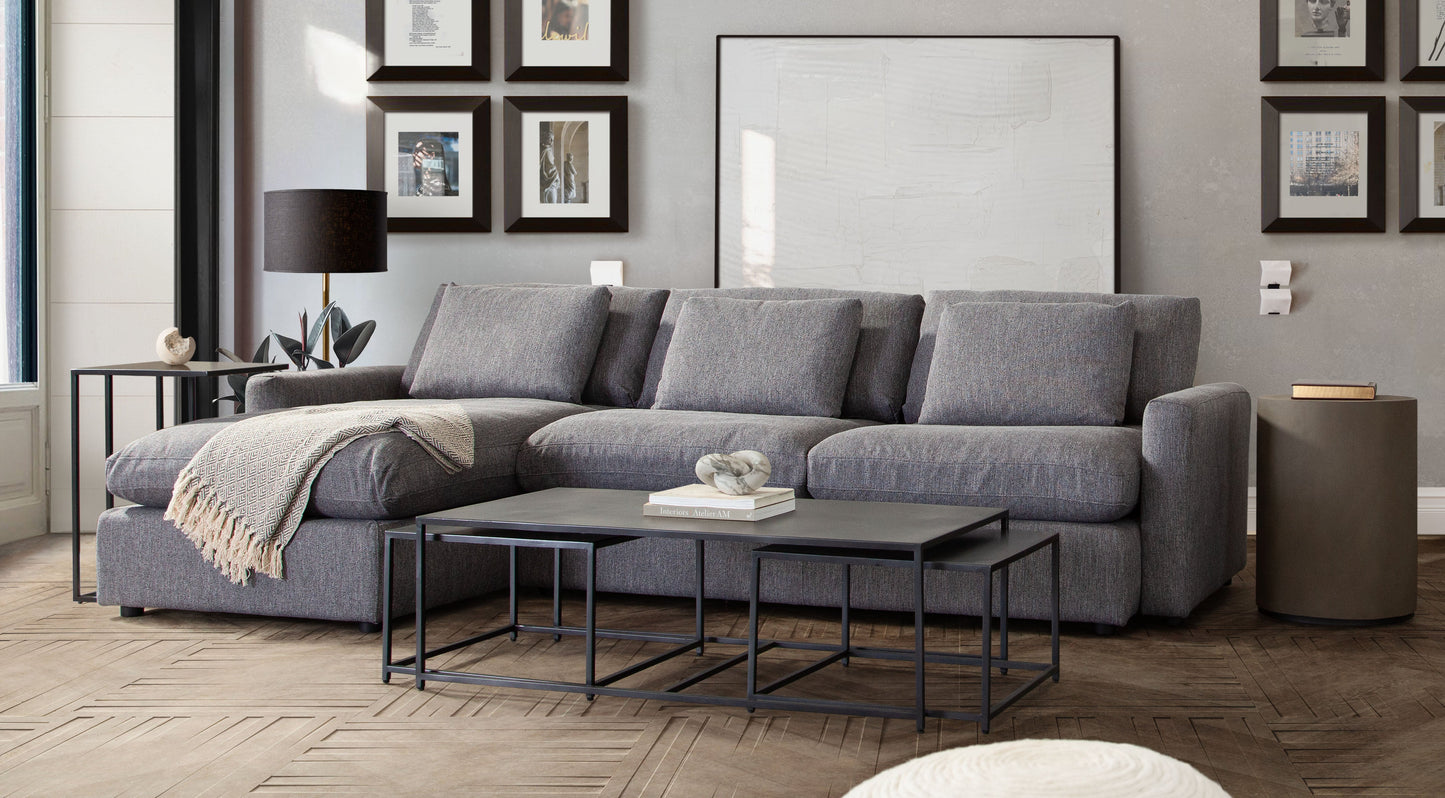 Arcadia 2PC Reversible Chaise Sectional w/ Feather Down Seating in Grey Fabric by Diamond Sofa