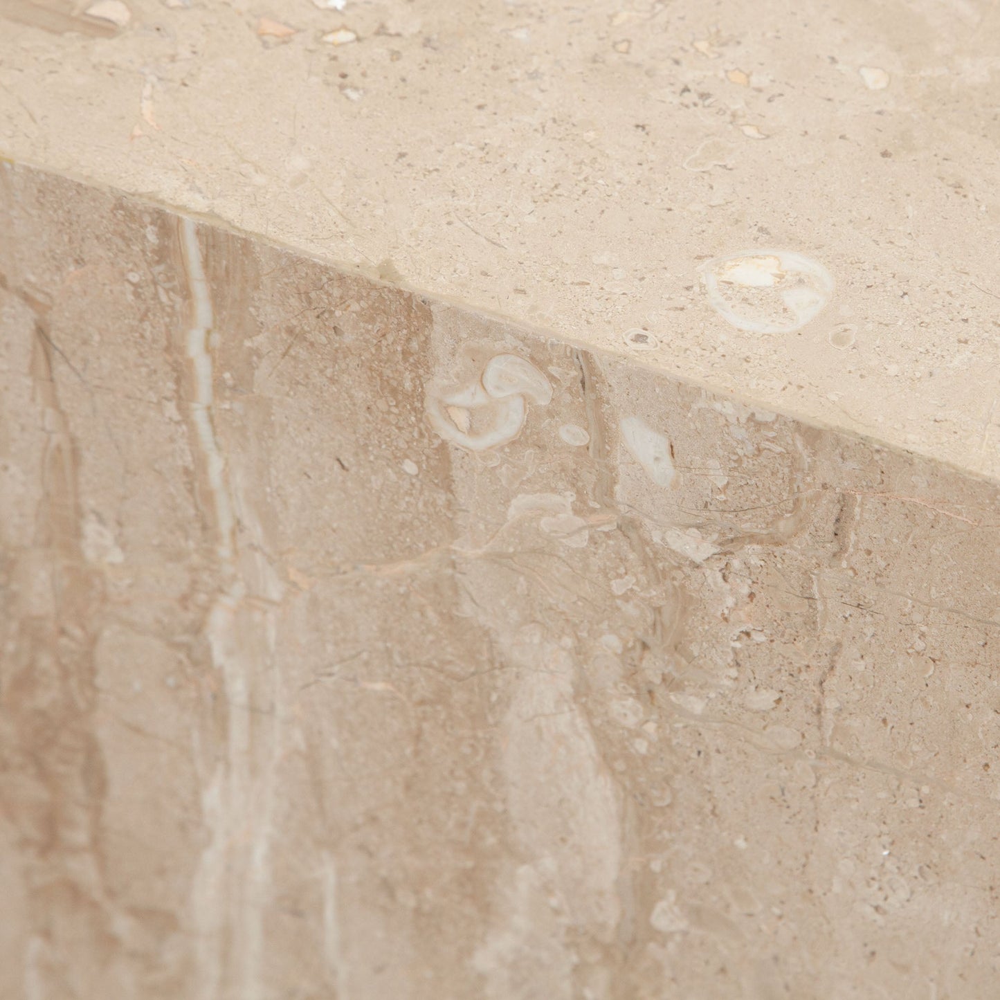 Ark Square Pedestal End Table in Genuine Beige Marble by Diamond Sofa