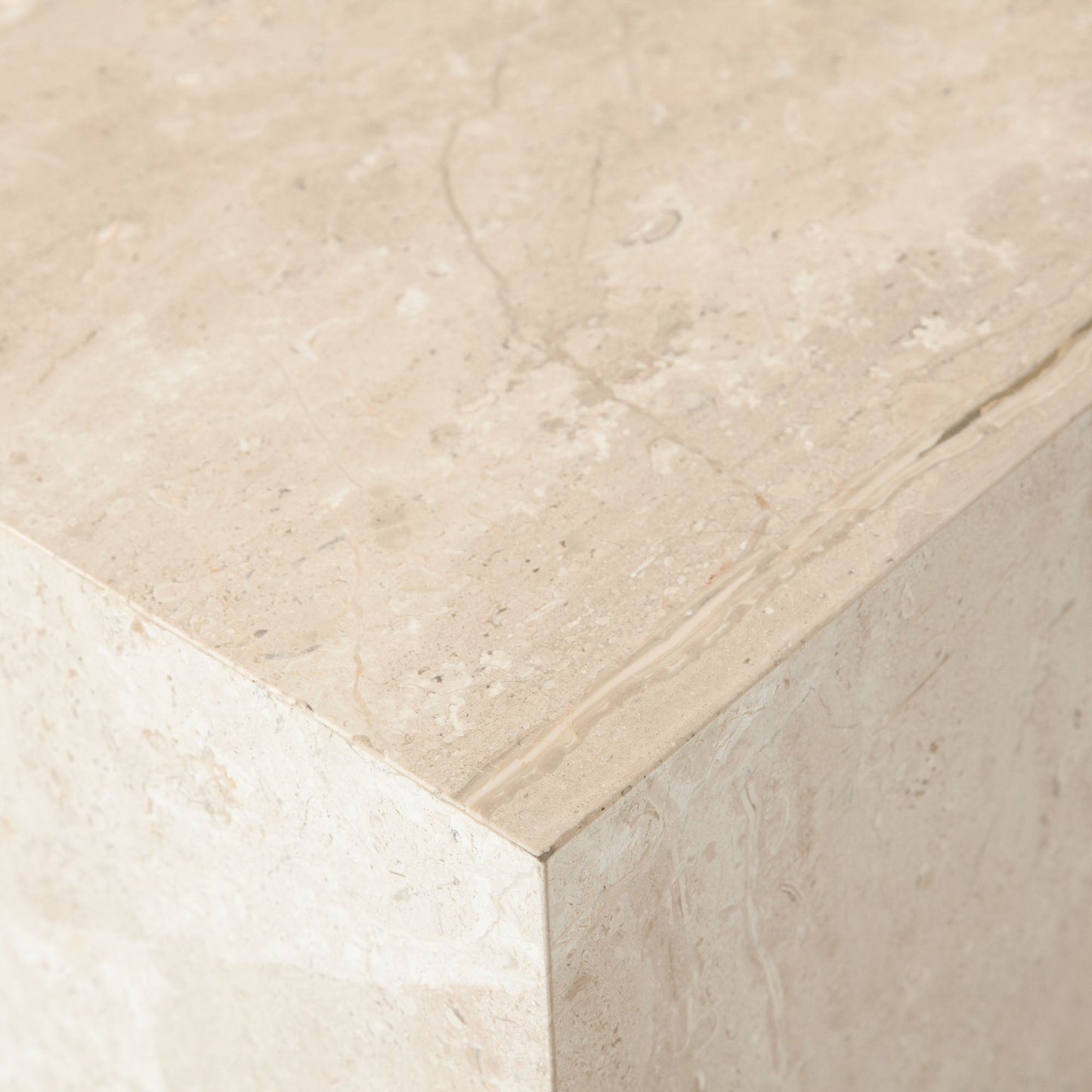 Ark Square Pedestal End Table in Genuine Beige Marble by Diamond Sofa