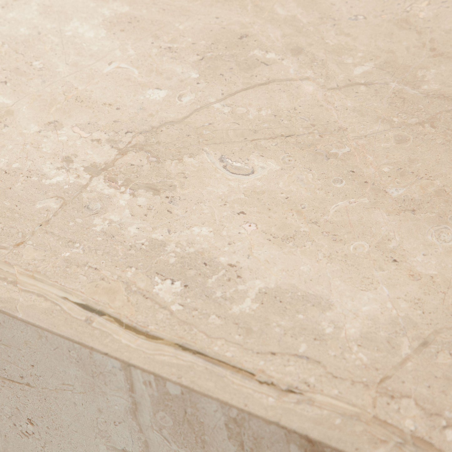 Ark Square Pedestal End Table in Genuine Beige Marble by Diamond Sofa