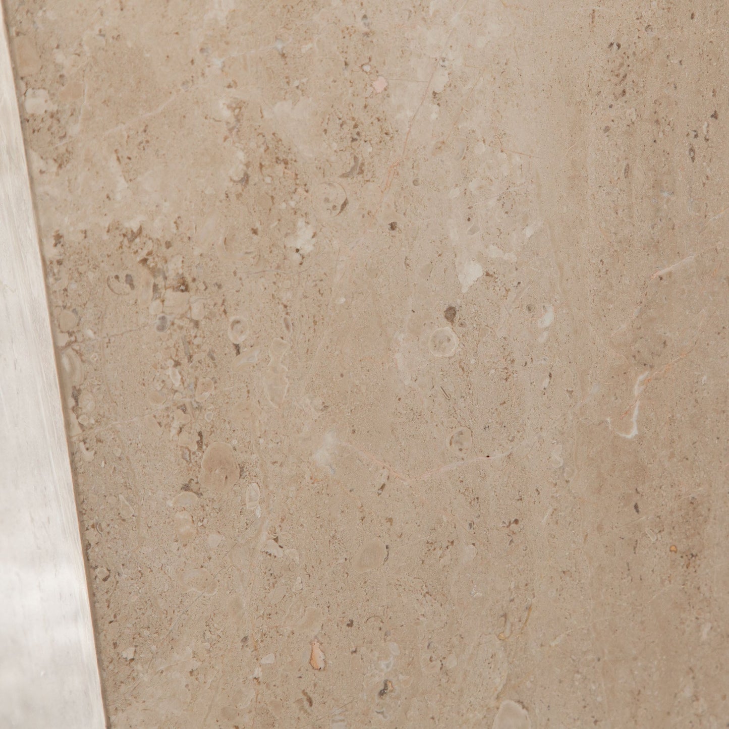 Ark Square Pedestal End Table in Genuine Beige Marble by Diamond Sofa
