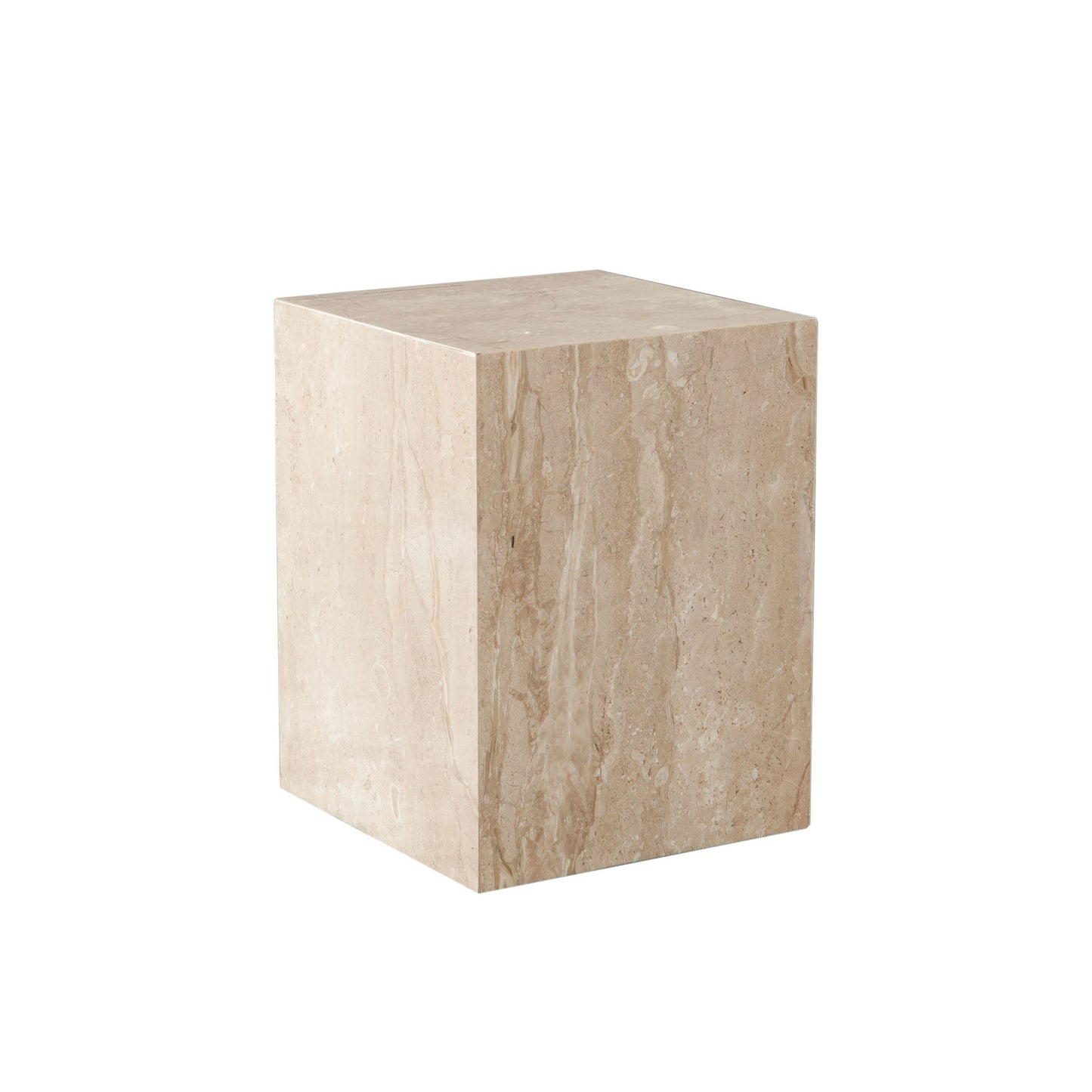 Ark Square Pedestal End Table in Genuine Beige Marble by Diamond Sofa