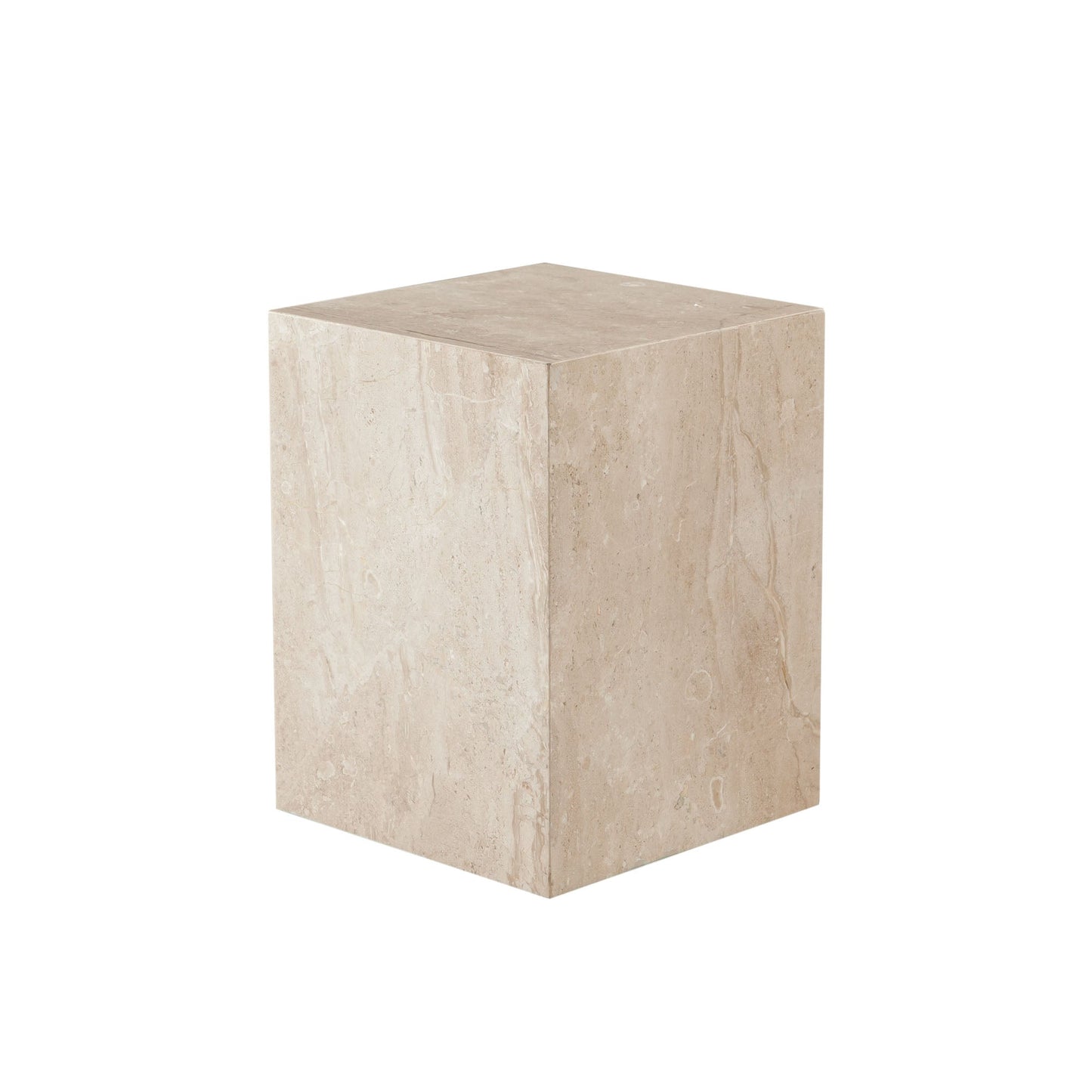 Ark Square Pedestal End Table in Genuine Beige Marble by Diamond Sofa
