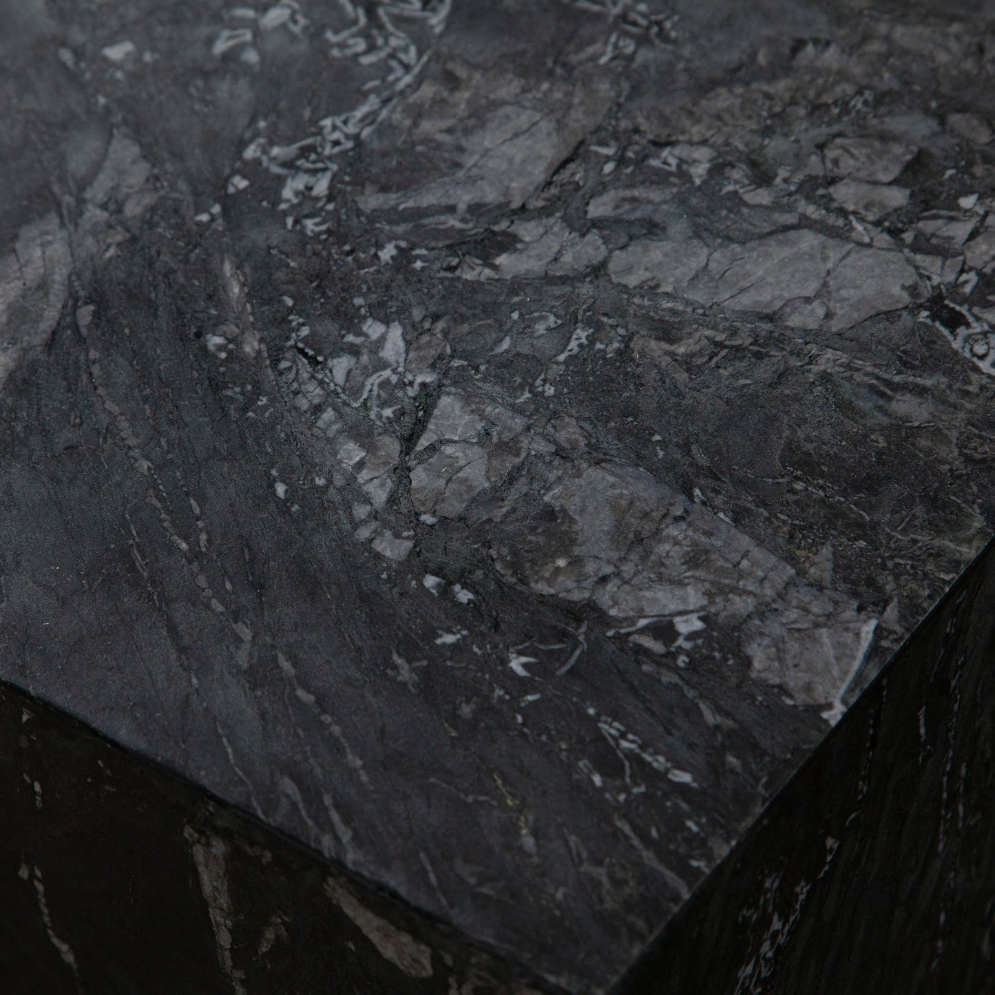 Ark Square Pedestal End Table in Genuine Black Marble by Diamond Sofa