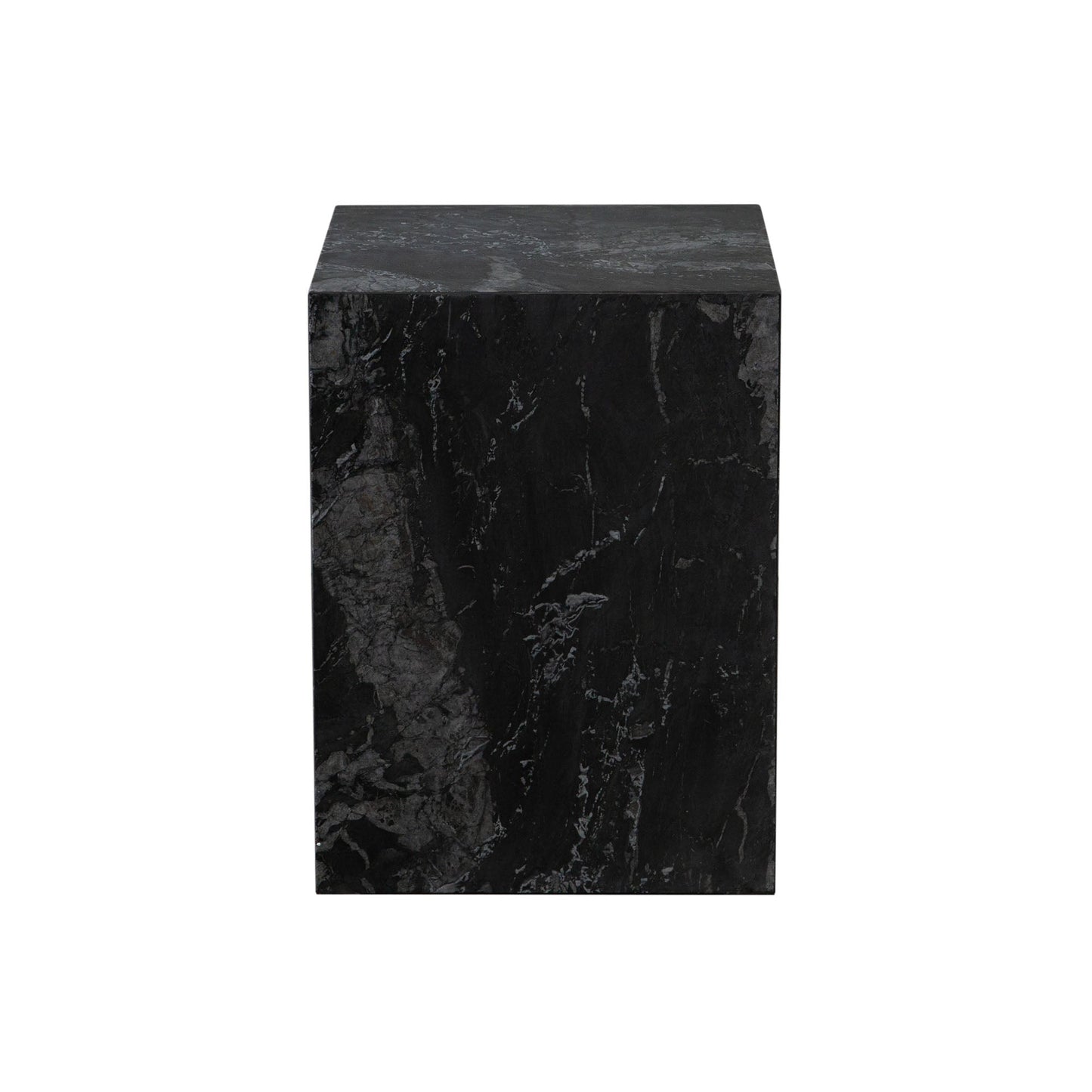 Ark Square Pedestal End Table in Genuine Black Marble by Diamond Sofa