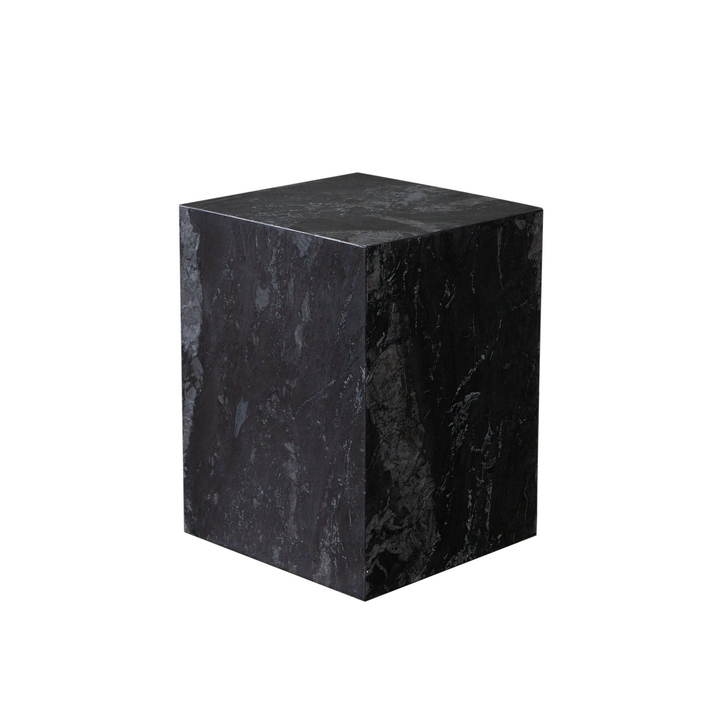 Ark Square Pedestal End Table in Genuine Black Marble by Diamond Sofa