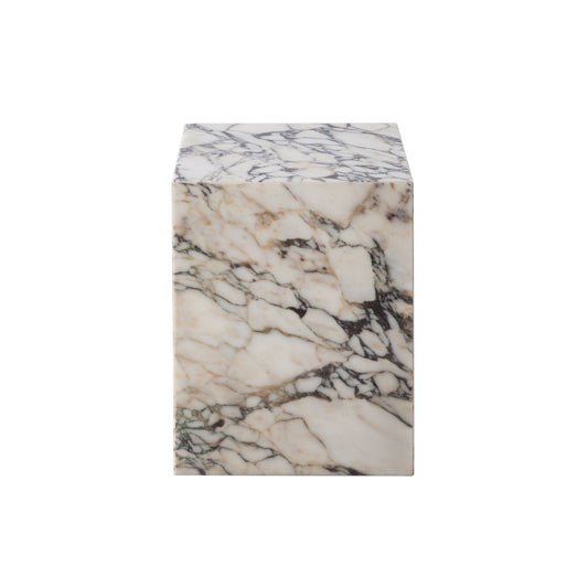 Ark Square Pedestal End Table in Genuine Viola Marble by Diamond Sofa