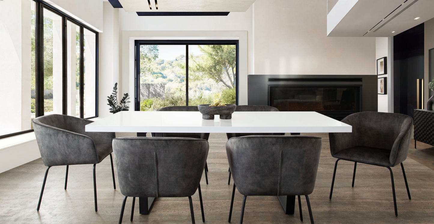Avery Set of (2) Dining Chairs in Textured Grey Velvet w/ Black Metal Leg by Diamond Sofa