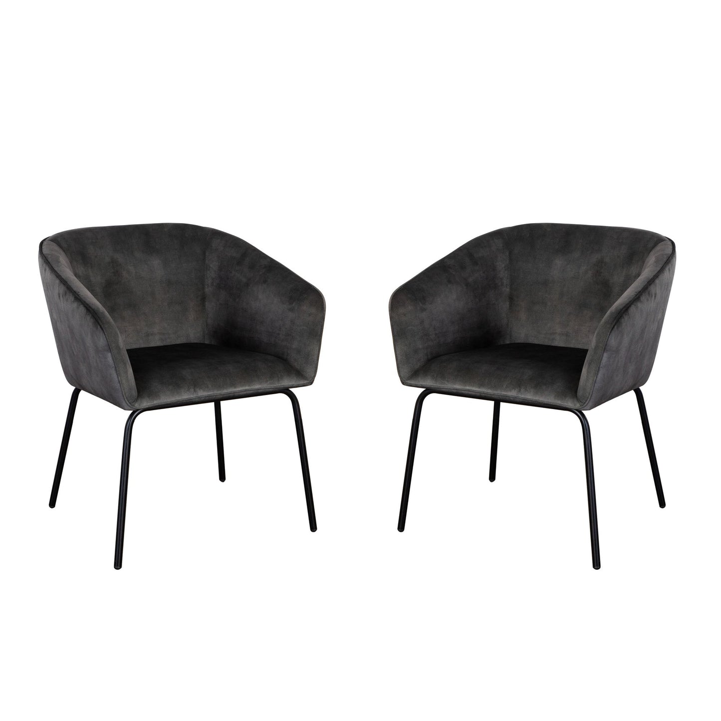 Avery Set of (2) Dining Chairs in Textured Grey Velvet w/ Black Metal Leg by Diamond Sofa