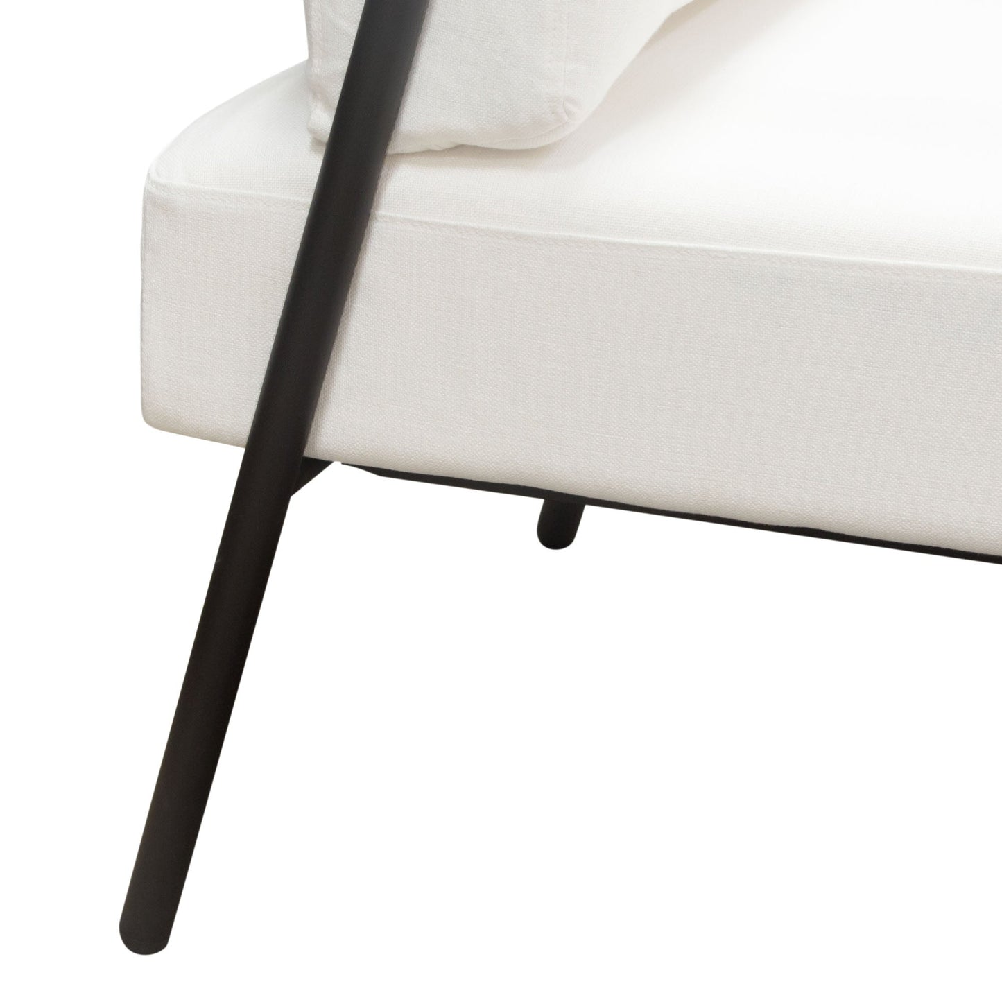 Blair Accent Chair in White Fabric with Curved Wood Leg Detail by Diamond Sofa
