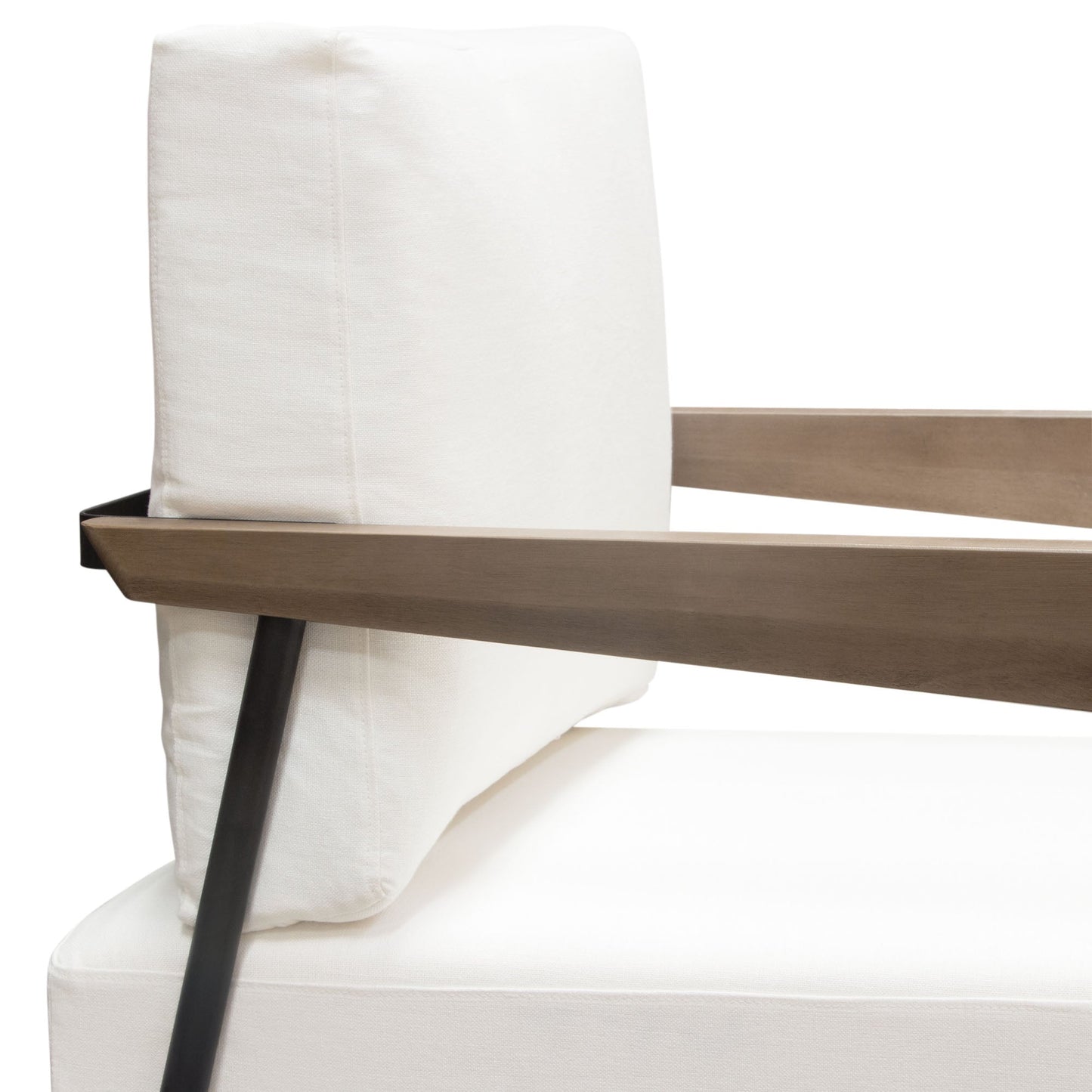 Blair Accent Chair in White Fabric with Curved Wood Leg Detail by Diamond Sofa