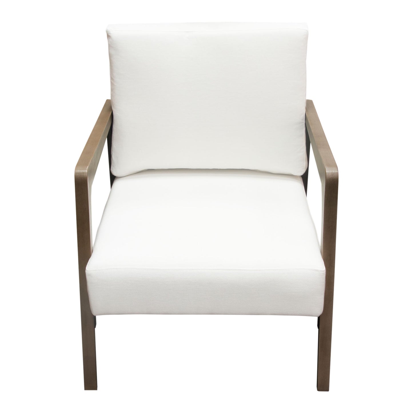 Blair Accent Chair in White Fabric with Curved Wood Leg Detail by Diamond Sofa