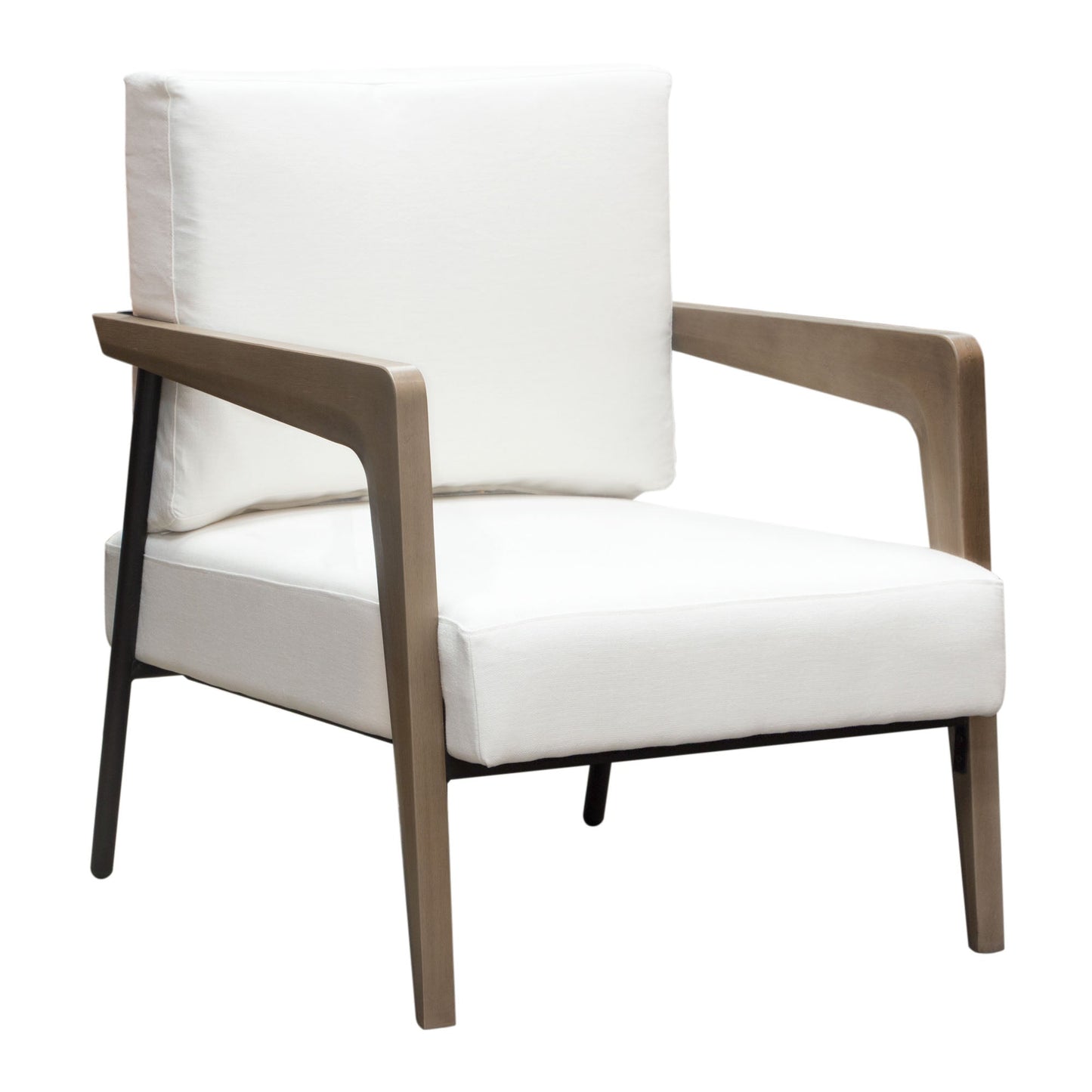 Blair Accent Chair in White Fabric with Curved Wood Leg Detail by Diamond Sofa