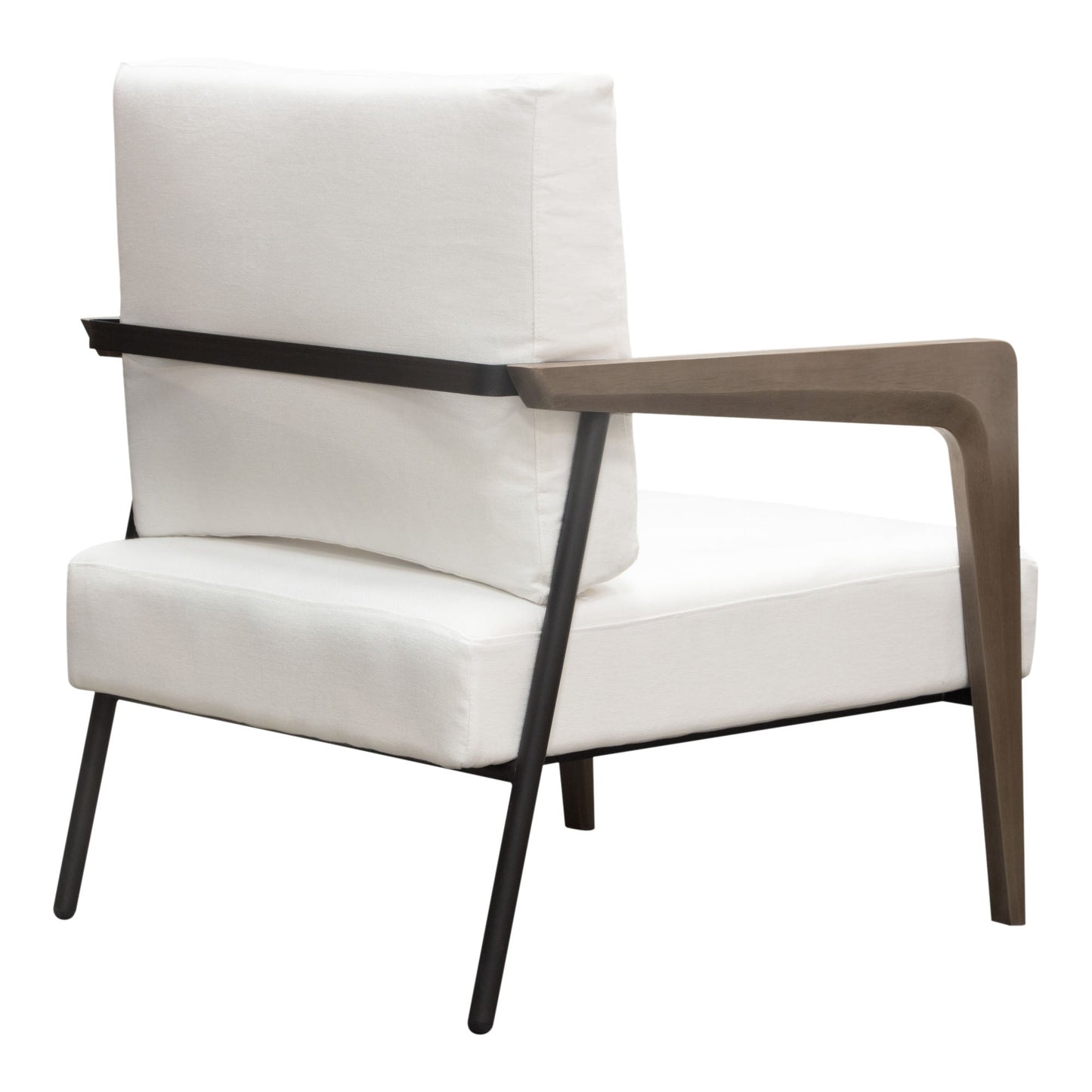 Blair Accent Chair in White Fabric with Curved Wood Leg Detail by Diamond Sofa