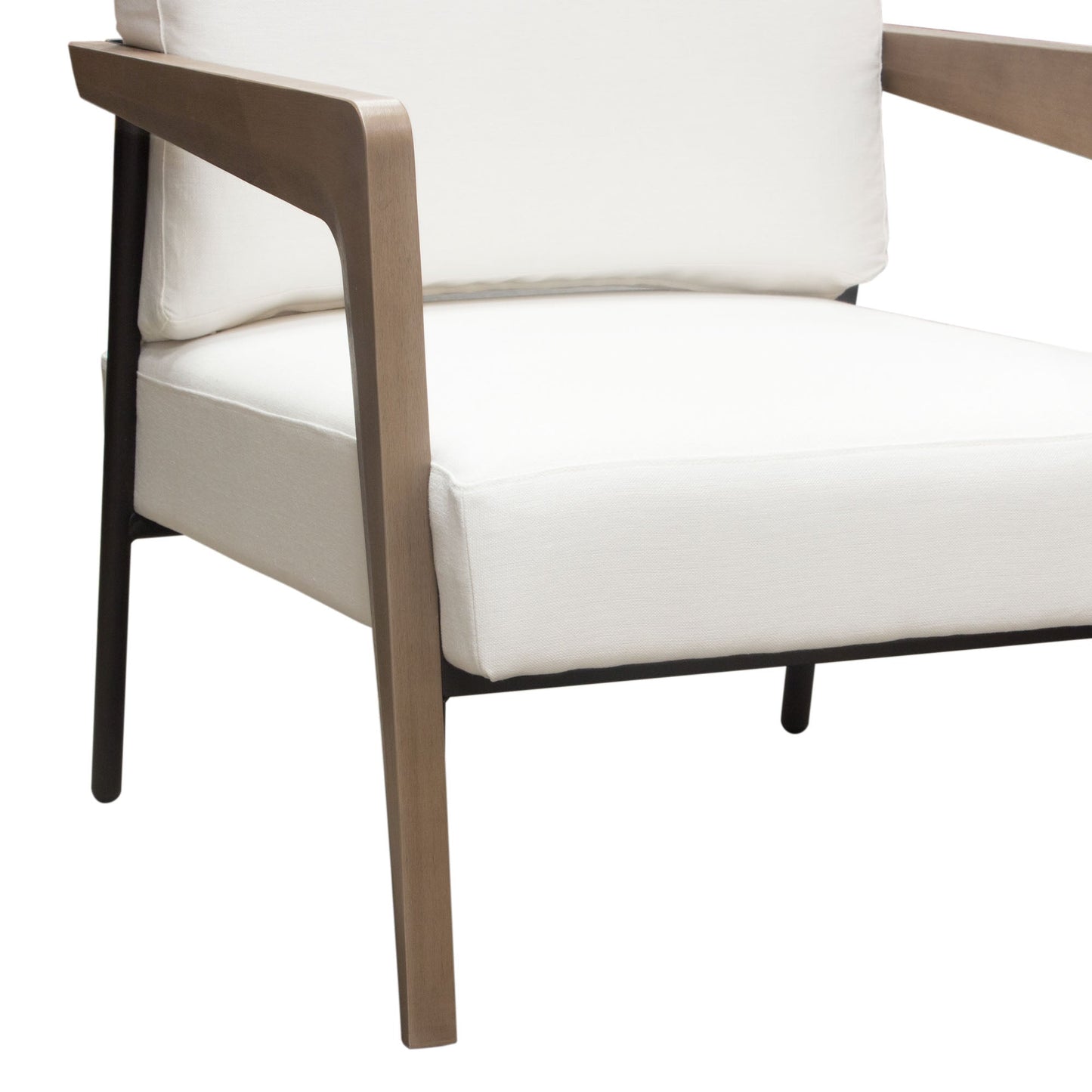 Blair Accent Chair in White Fabric with Curved Wood Leg Detail by Diamond Sofa
