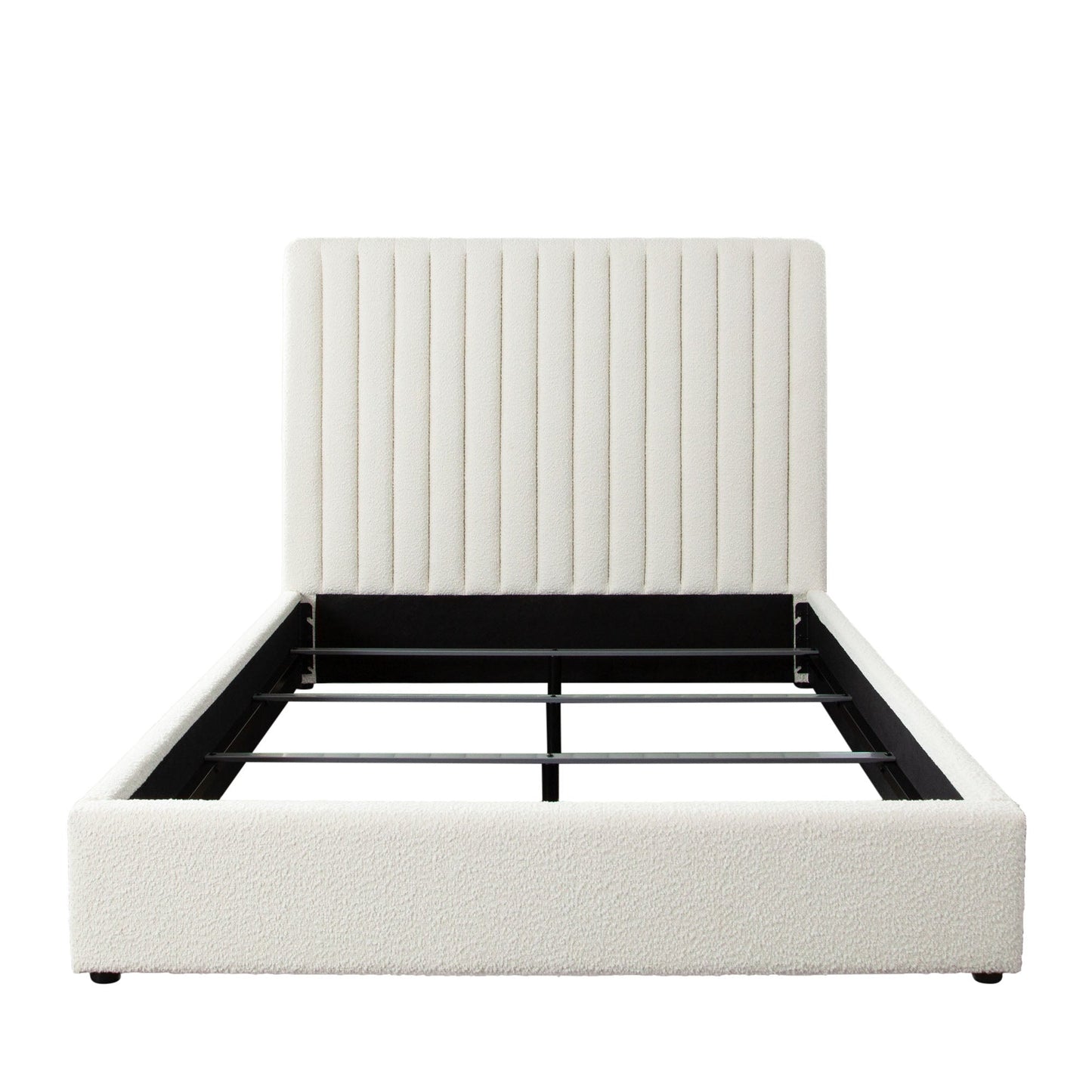 Brooke 54" Queen Bed w/ Vertical Channel Tuft in Ivory Boucle by Diamond Sofa