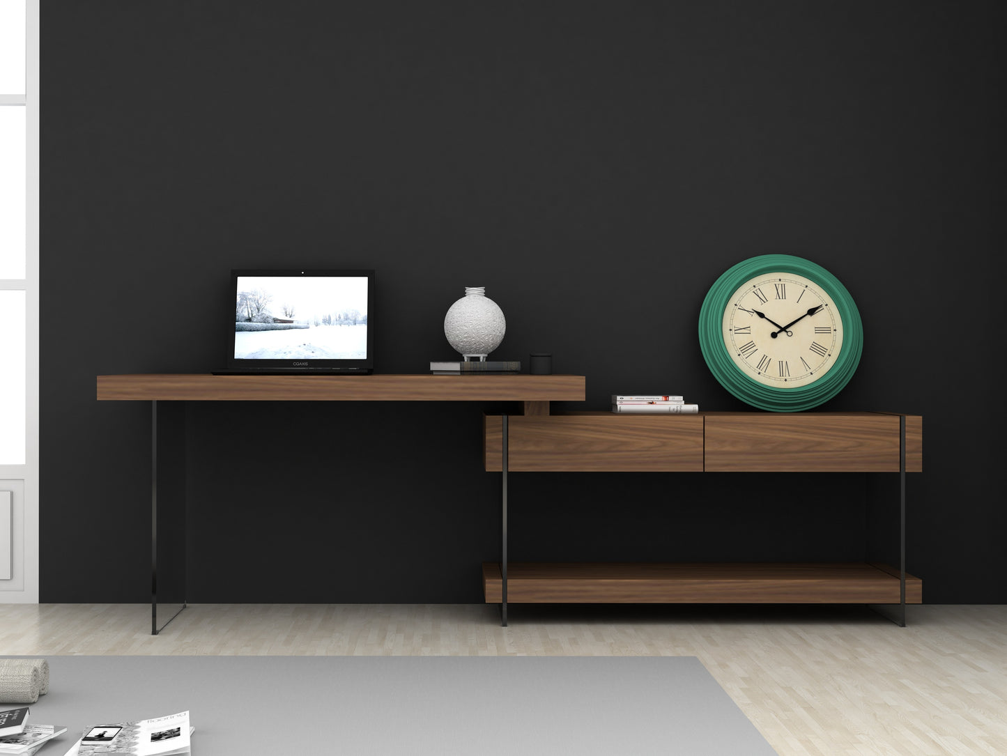 J&M Furniture Elm Desk White High Gloss