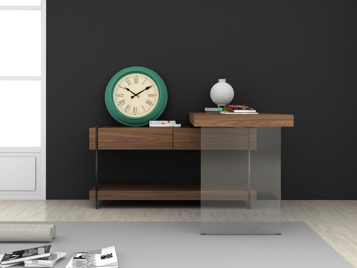 J&M Furniture Elm Desk White High Gloss