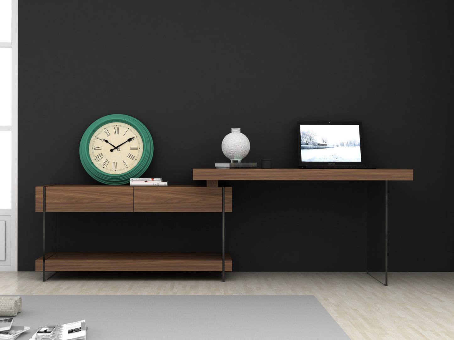 J&M Furniture Elm Desk White High Gloss