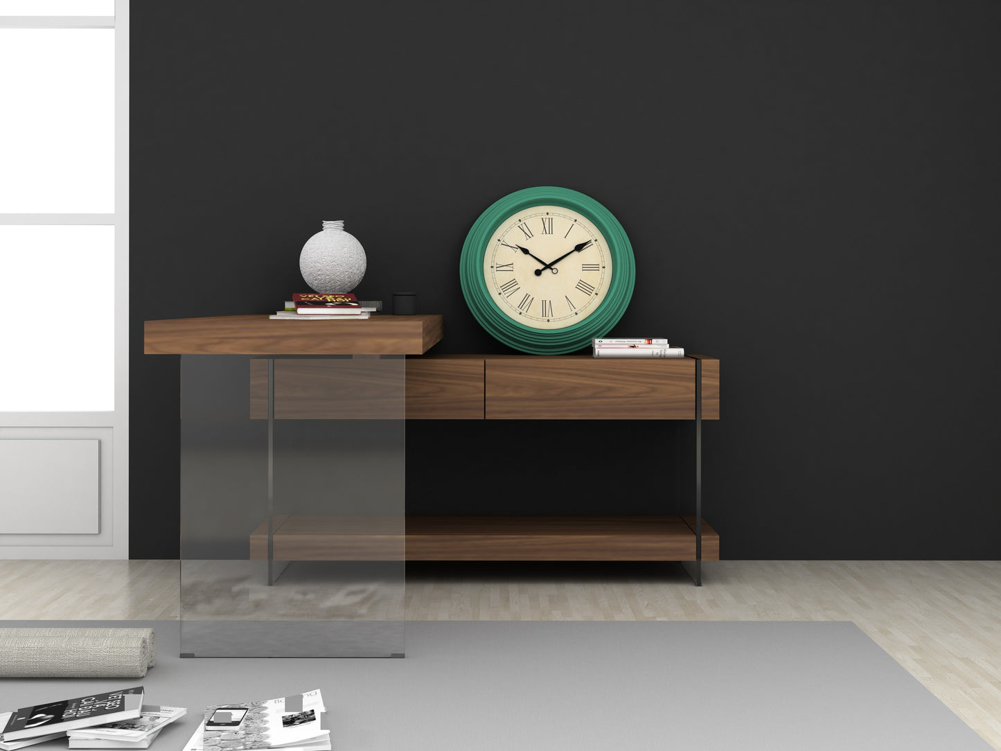 J&M Furniture Elm Desk White High Gloss
