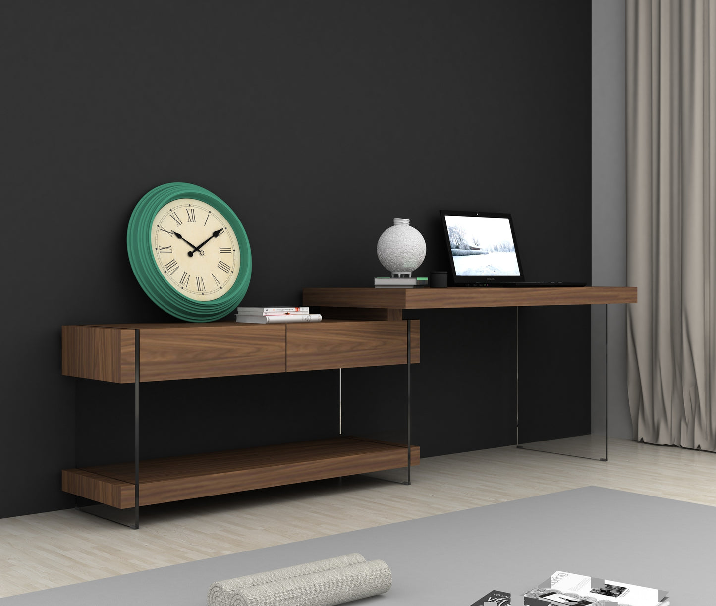 J&M Furniture Elm Desk White High Gloss