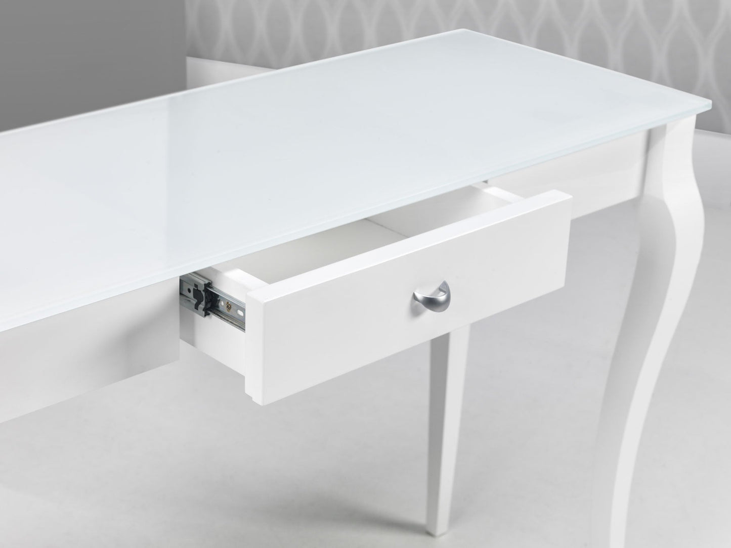 Maxima House White Glass Top Console Table BRESSO