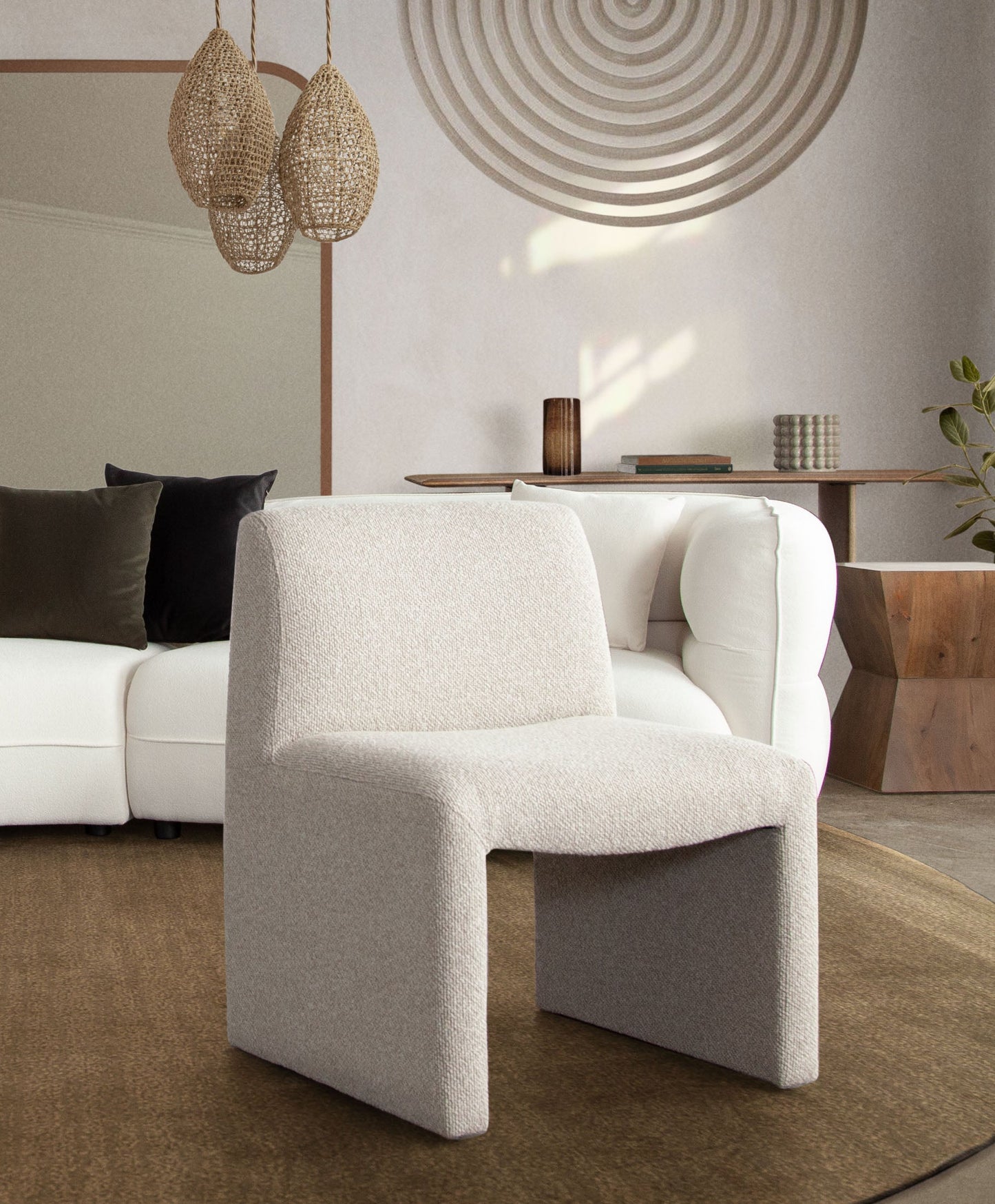 Coral Armless Dining/Accent Chair in Wheat Polyester Fabric by Diamond Sofa