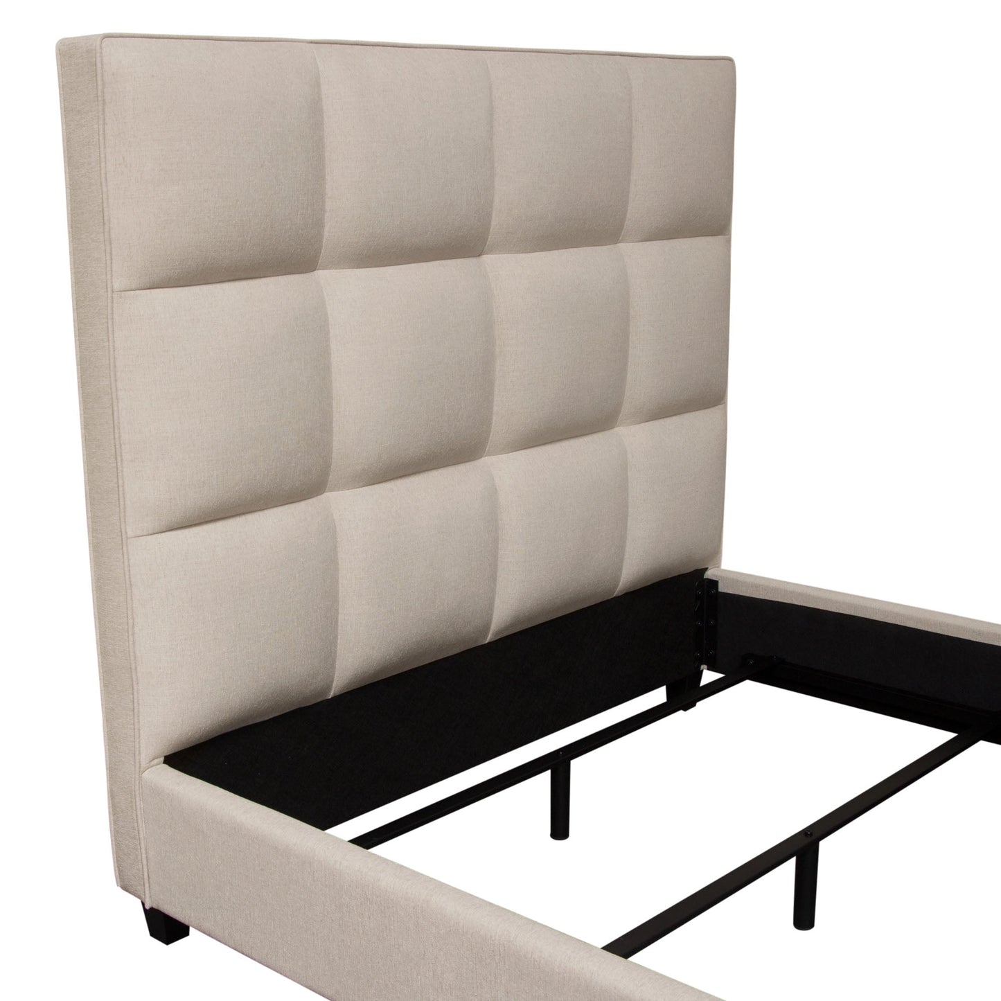 Devon Grid Tufted Queen Bed in Sand Fabric by Diamond Sofa