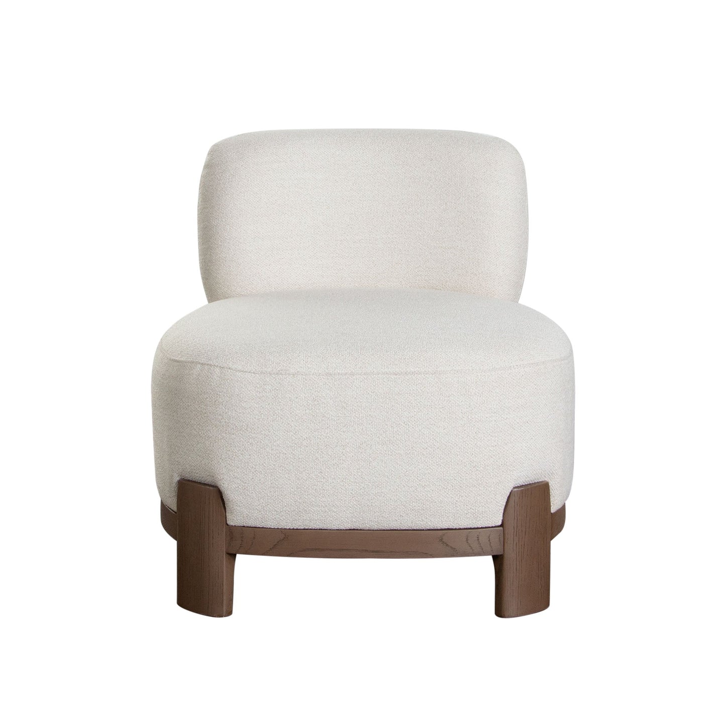 Dove Armless Accent Chair in Cream Polyester Fabric with Wood Trim by Diamond Sofa