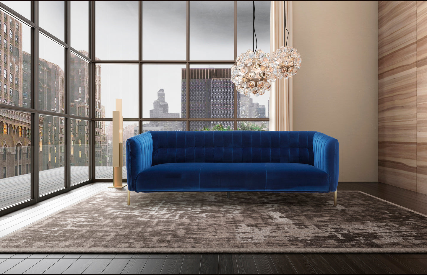 J&M Furniture Deco Sofa in Blue Fabric