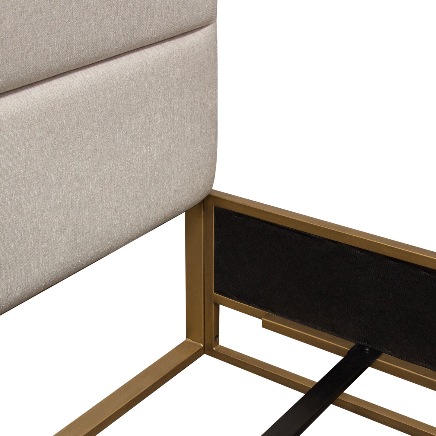 Empire Queen Bed in Sand Fabric with Hand brushed Gold Metal Frame by Diamond Sofa