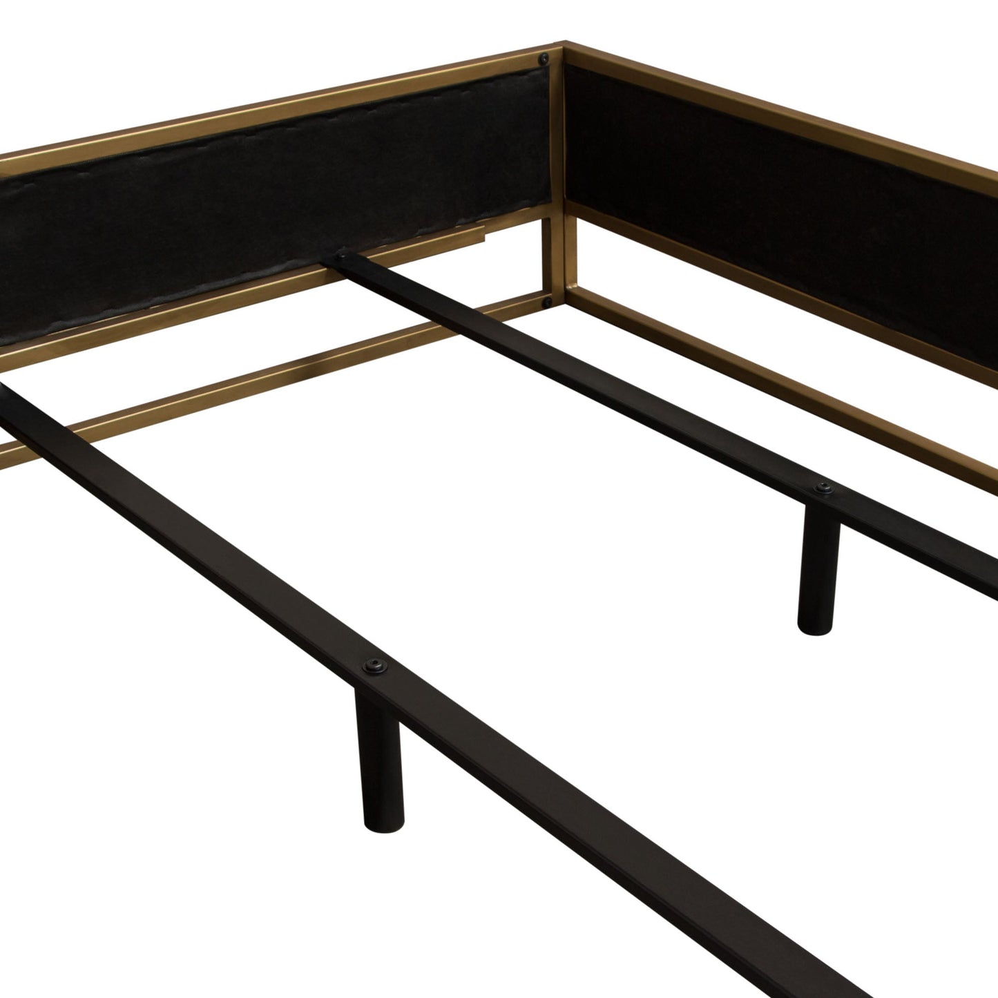 Empire Queen Bed in Sand Fabric with Hand brushed Gold Metal Frame by Diamond Sofa